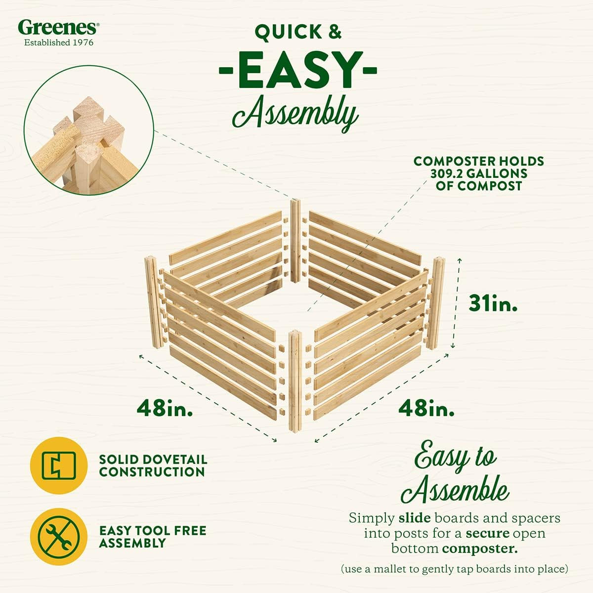 Cedar Wood Composter, 23.25 Cu ft / 173.92 gallons - Made in USA with North American Cedar