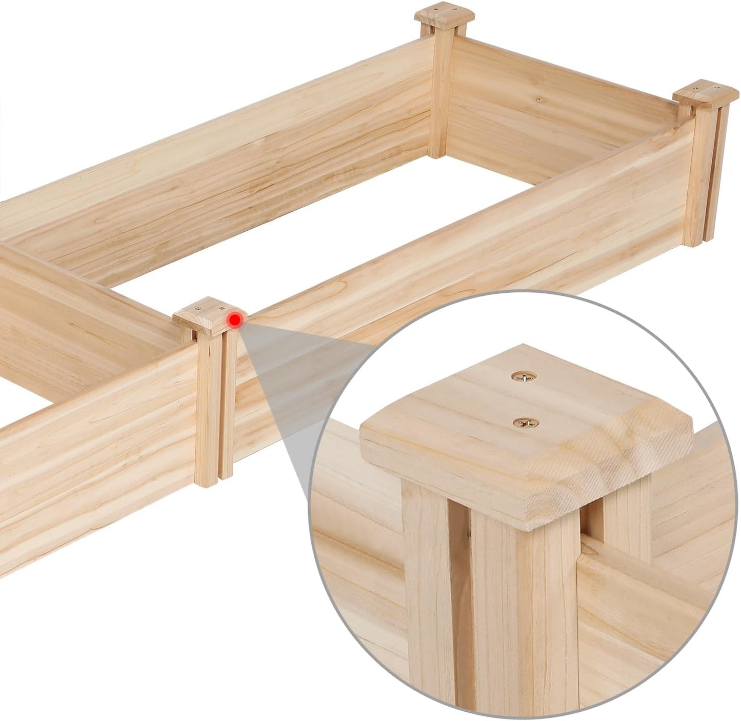 8×2ft Wooden Horticulture Raised Garden Bed Divisible Elevated Planting Planter Box for Flowers/Vegetables/Herbs in Backyard/Patio Outdoor, Natural Wood, 95 x 25 x 11in