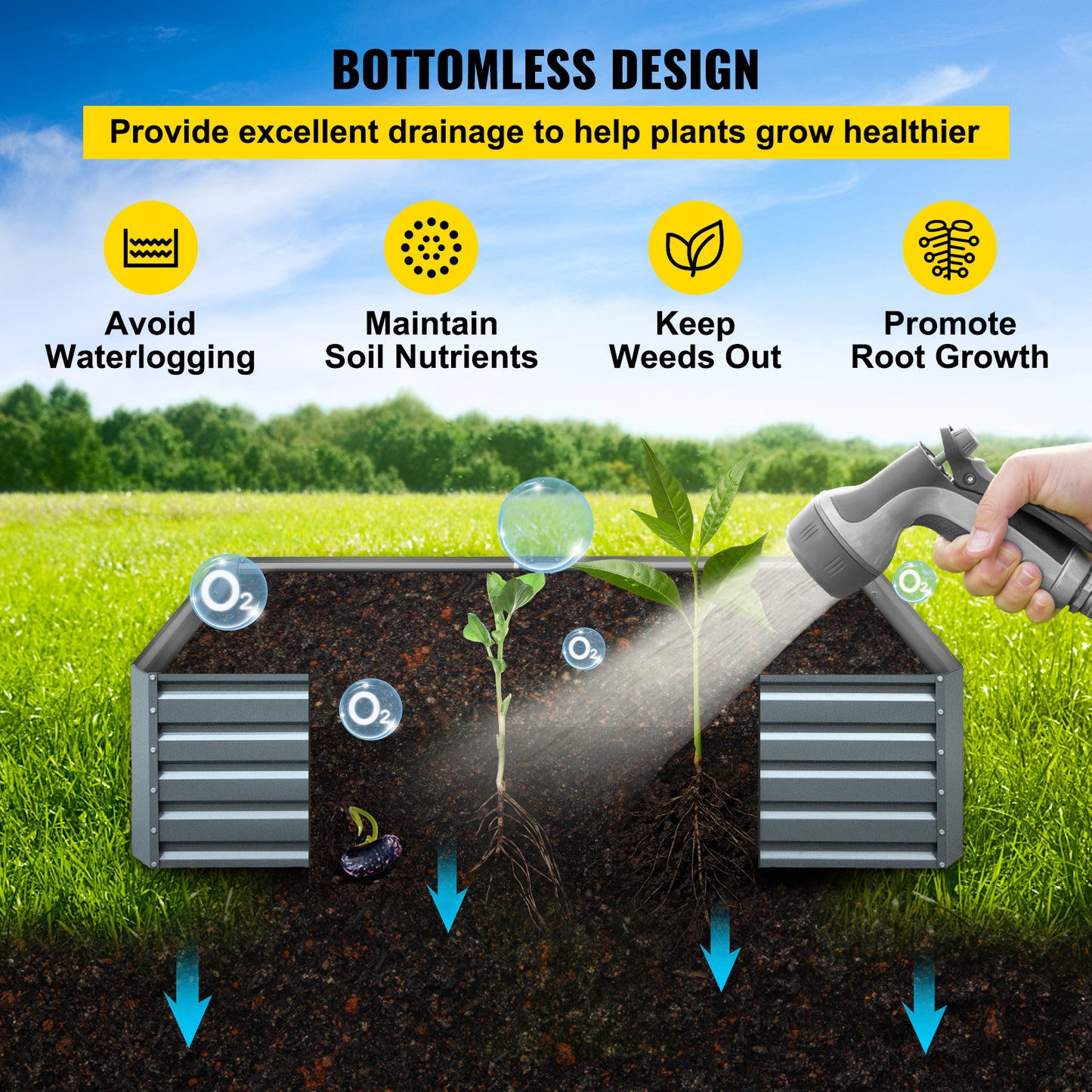 VEVOR Galvanized Raised Garden Bed Planter Box for Plant Flower Vegetable