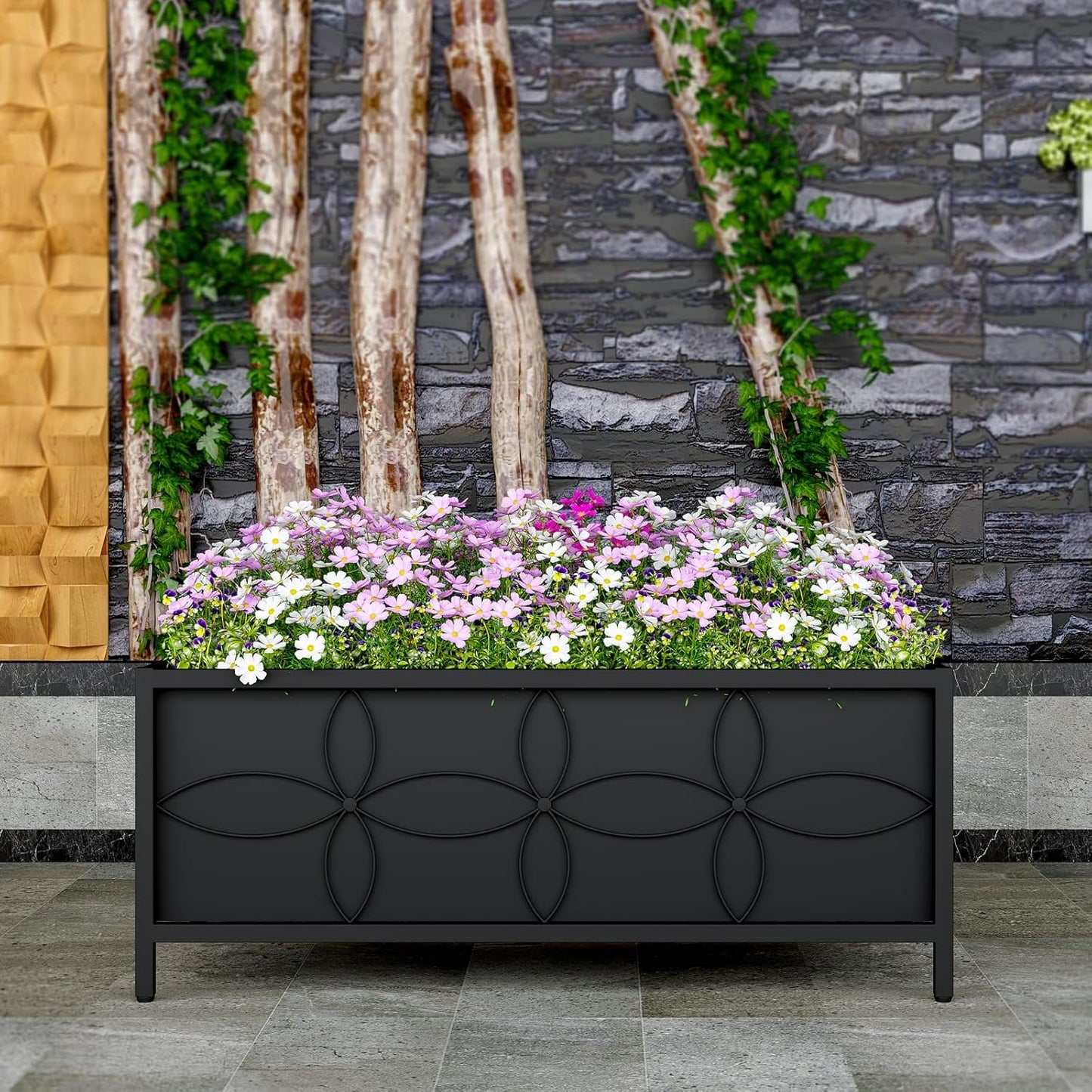Sturdy Raised Garden Bed with Inner Fabric Liners for Vegetables Flower, Planter Box for Backyard Patio Balcony. Inner Size: 33.85x14.17x11 inch