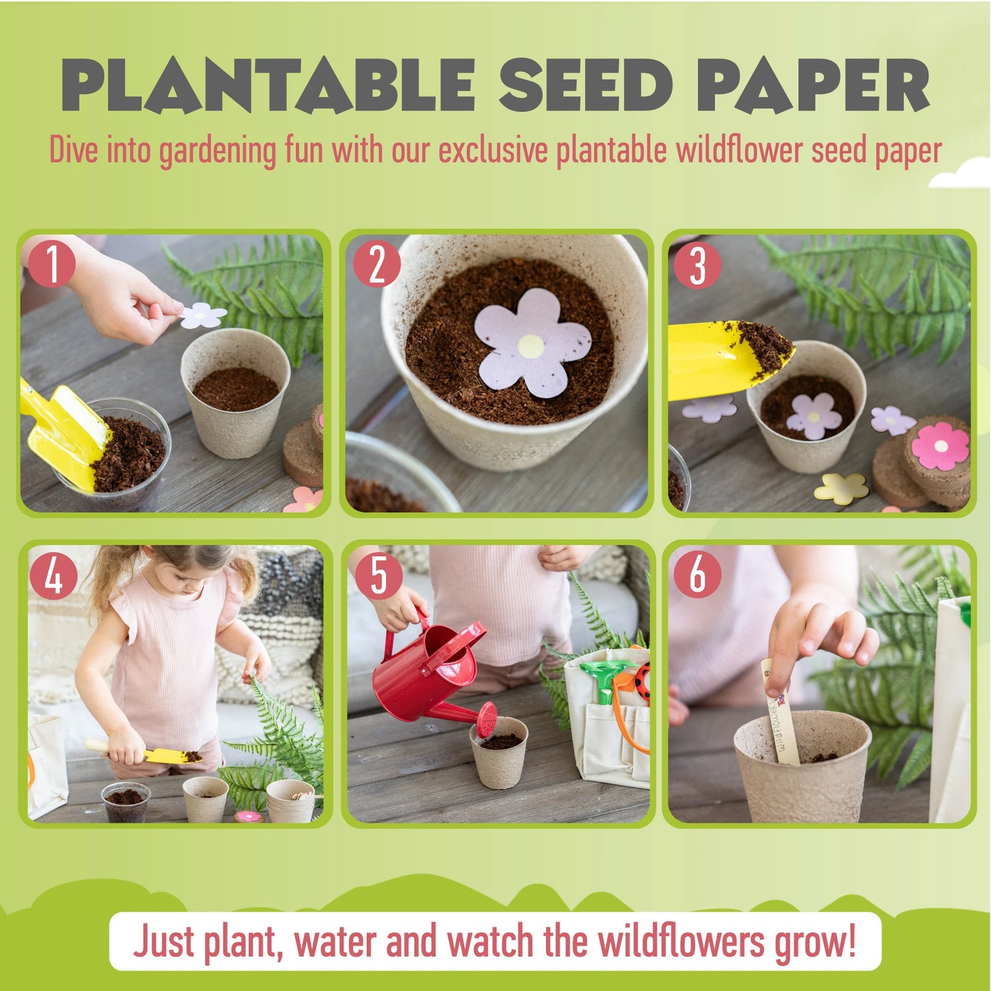Kids Gardening Set, My First Gardening Kit- 27 Pieces STEM, Complete Toddler Gardening Kit with Plantable Seed Paper, Promotes Pretend Play