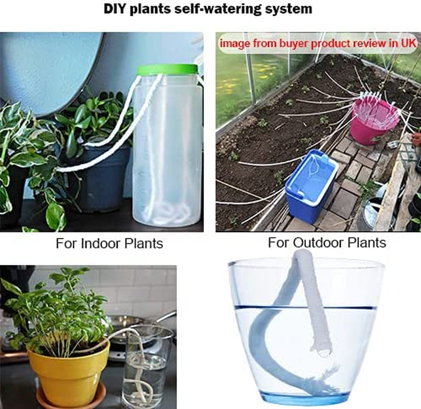 50ft 1/4 inch Plants Self Watering Capillary Wick Rope Cord DIY Vacation Potted Flower Sitter Hydroponic Wicking Planter Pot Garden Seeds Starting Seedling Automatic Waterer System Device Line
