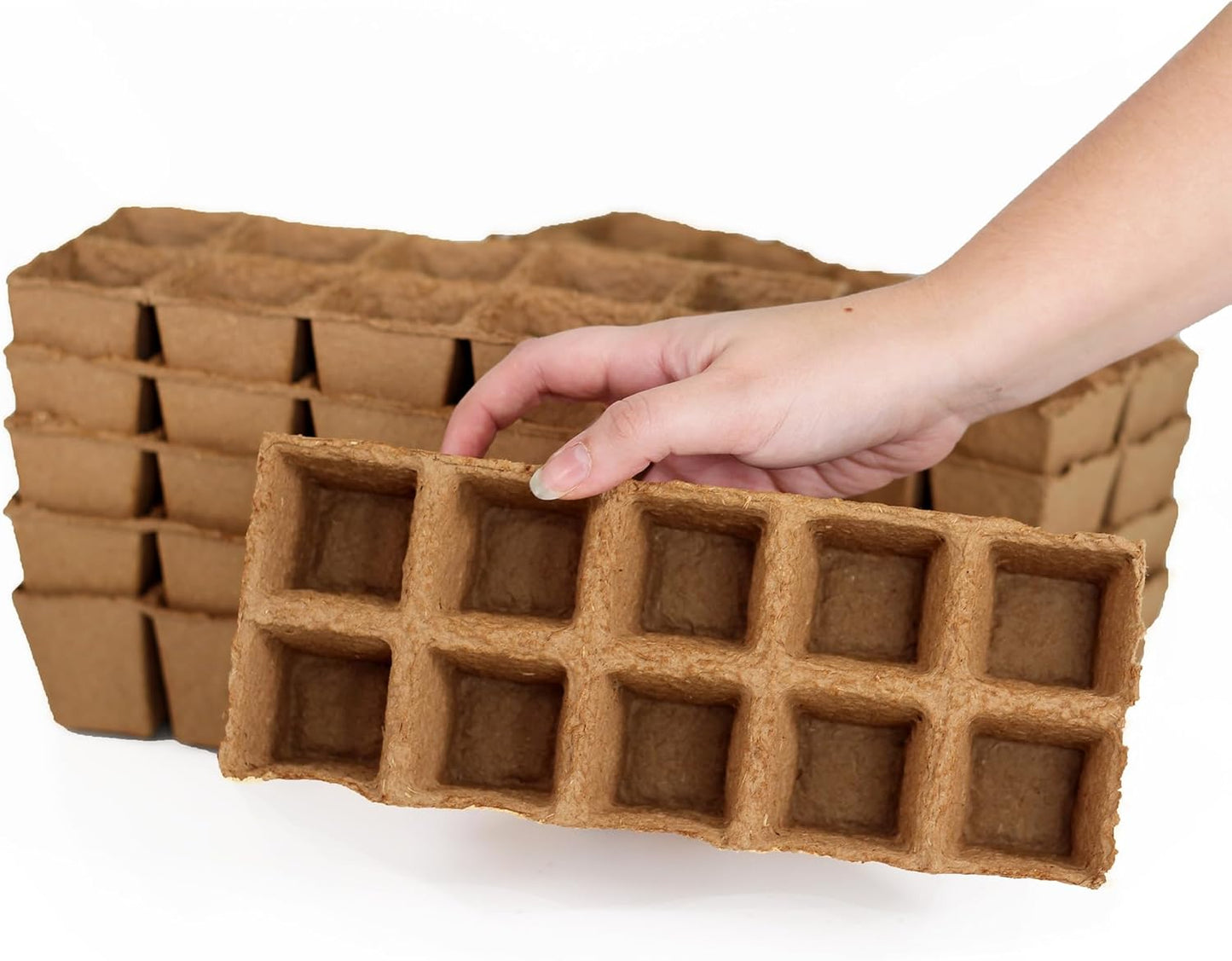 2" Naked Pots Seedling Trays | Natural Plantable Seed Starter Trays | OMRI-Listed Biodegradable | Earth Friendly Contains No Peat | 100 Cell 2 Inch Tray (100, 2 Inch Tray)