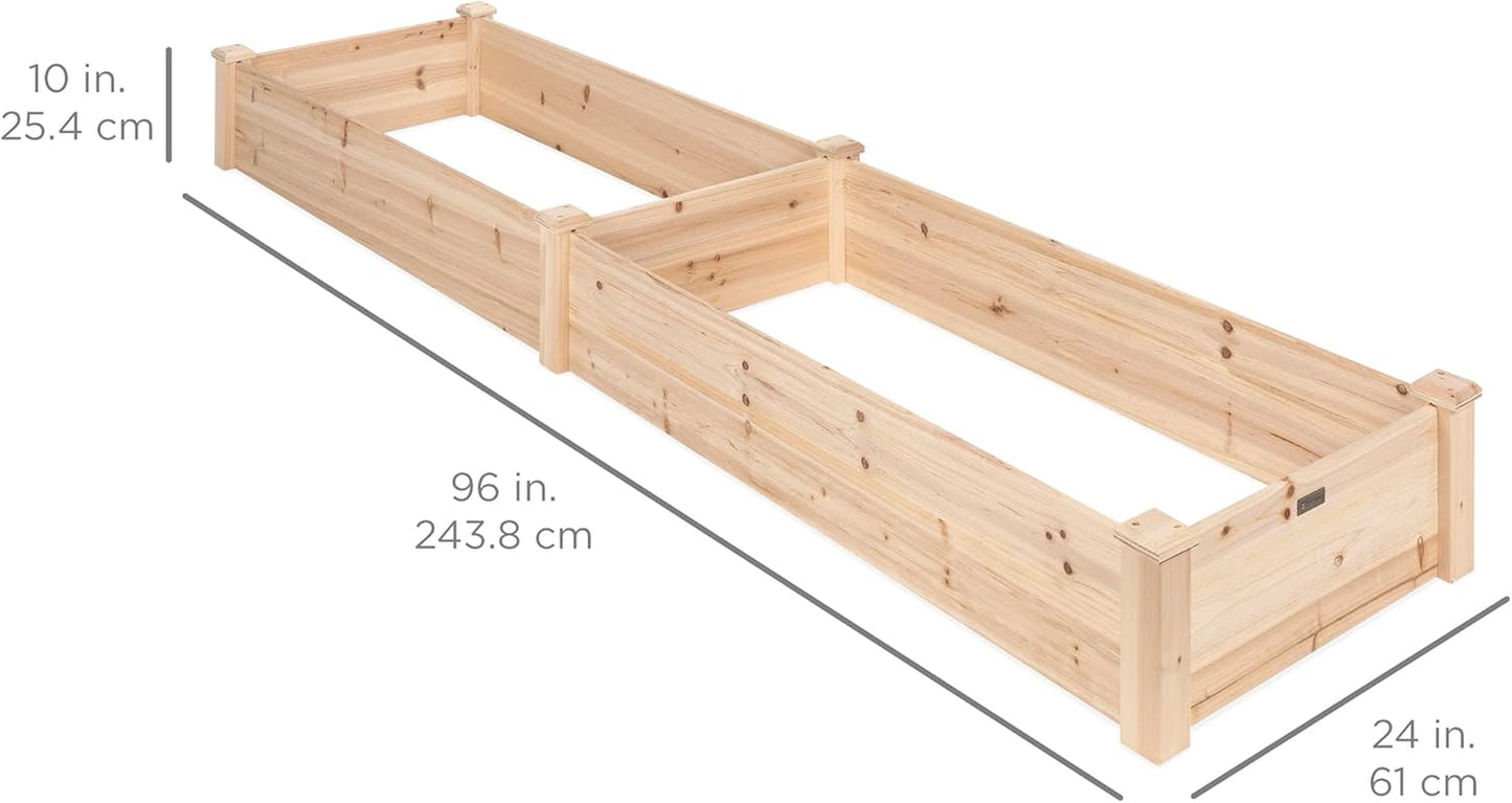 8x2ft Outdoor Wooden Raised Garden Bed Planter for Vegetables, Grass, Lawn, Yard - Natural