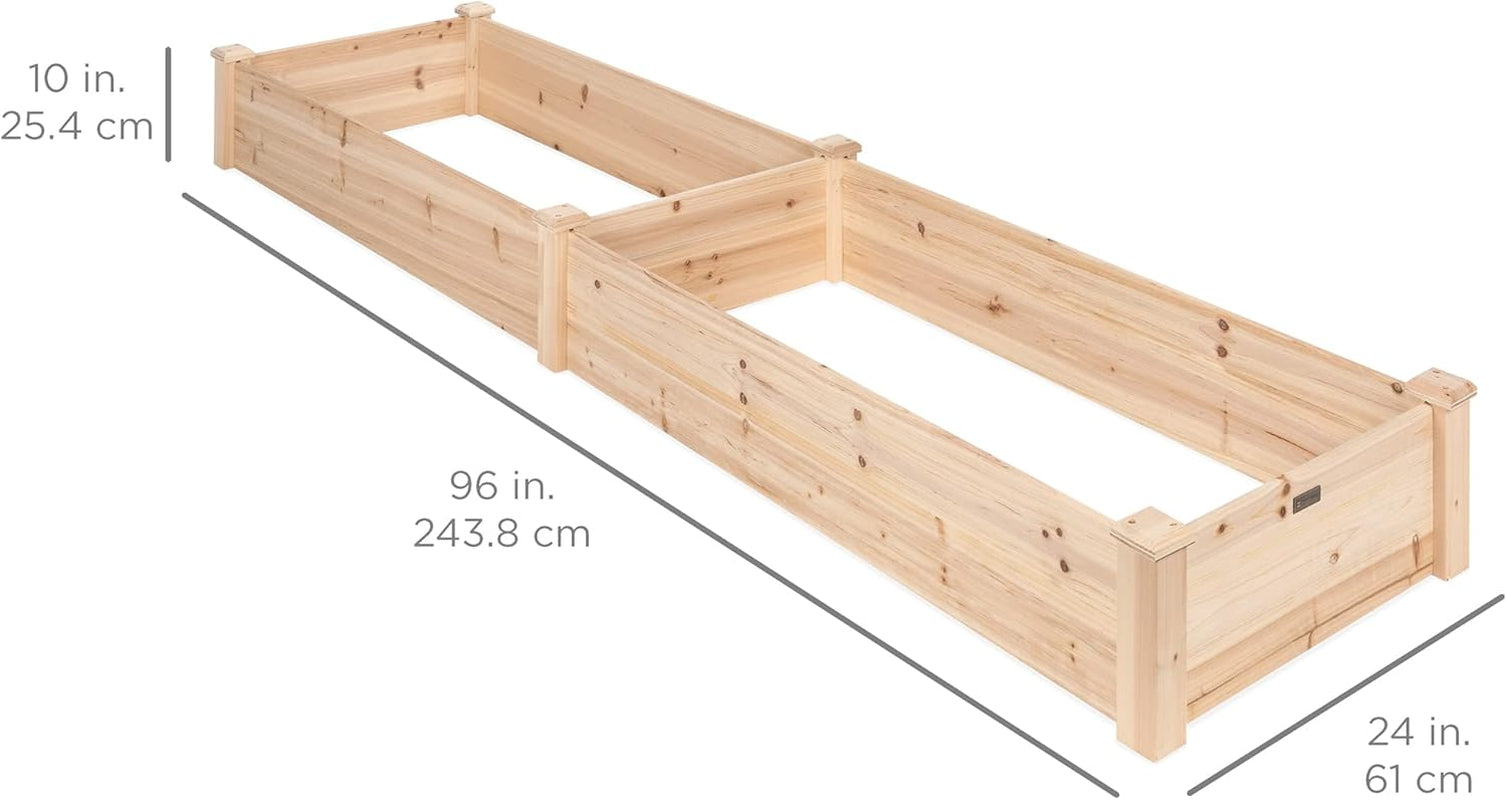 8x2ft Outdoor Wooden Raised Garden Bed Planter for Vegetables, Grass, Lawn, Yard - Natural