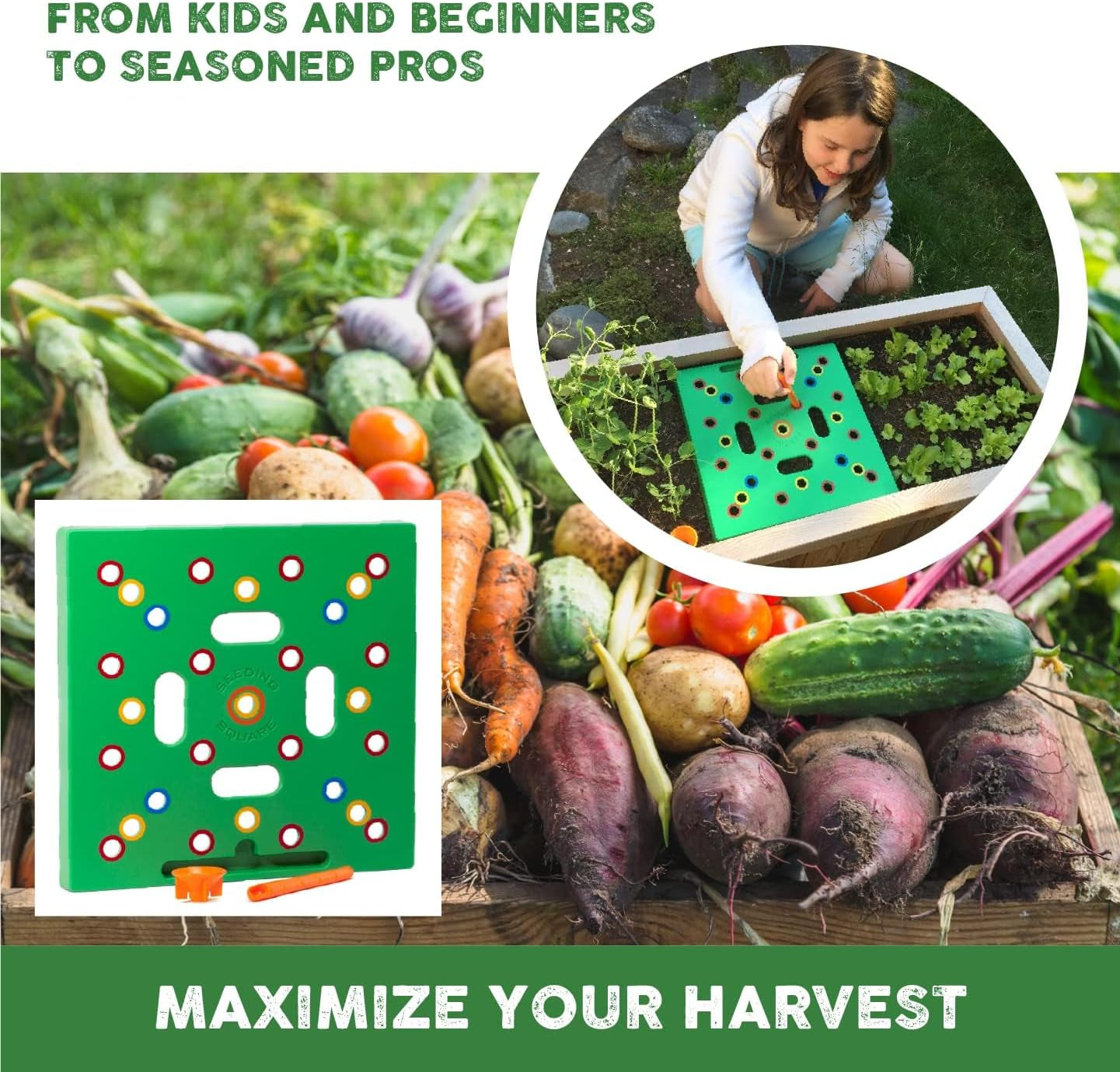 - Seed and Seedling Spacer Tool for Bigger Harvests, Organized Plants & Fewer Weeds – Color-Coded Gardening Template with Magnetic Dibber, Ruler & Planting Guide