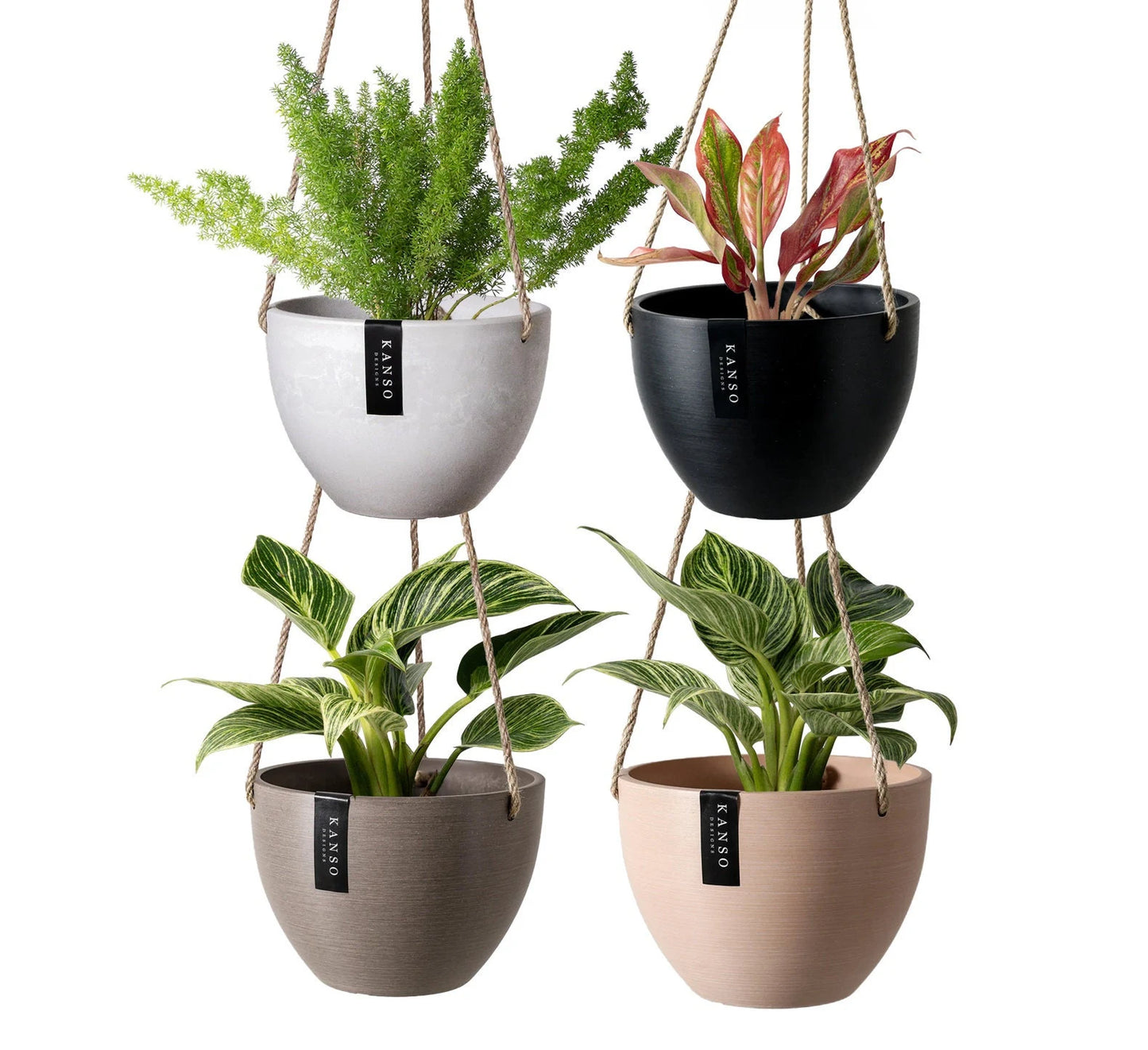 Hanging Planter Pot with Drainage Hole | Indoor Hanging Pots| 8" or 12" Succulent Plant Pot | Imitation Concrete Ceramic Hanging Planter Pot