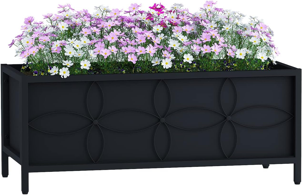 Sturdy Raised Garden Bed with Inner Fabric Liners for Vegetables Flower, Planter Box for Backyard Patio Balcony. Inner Size: 33.85x14.17x11 inch