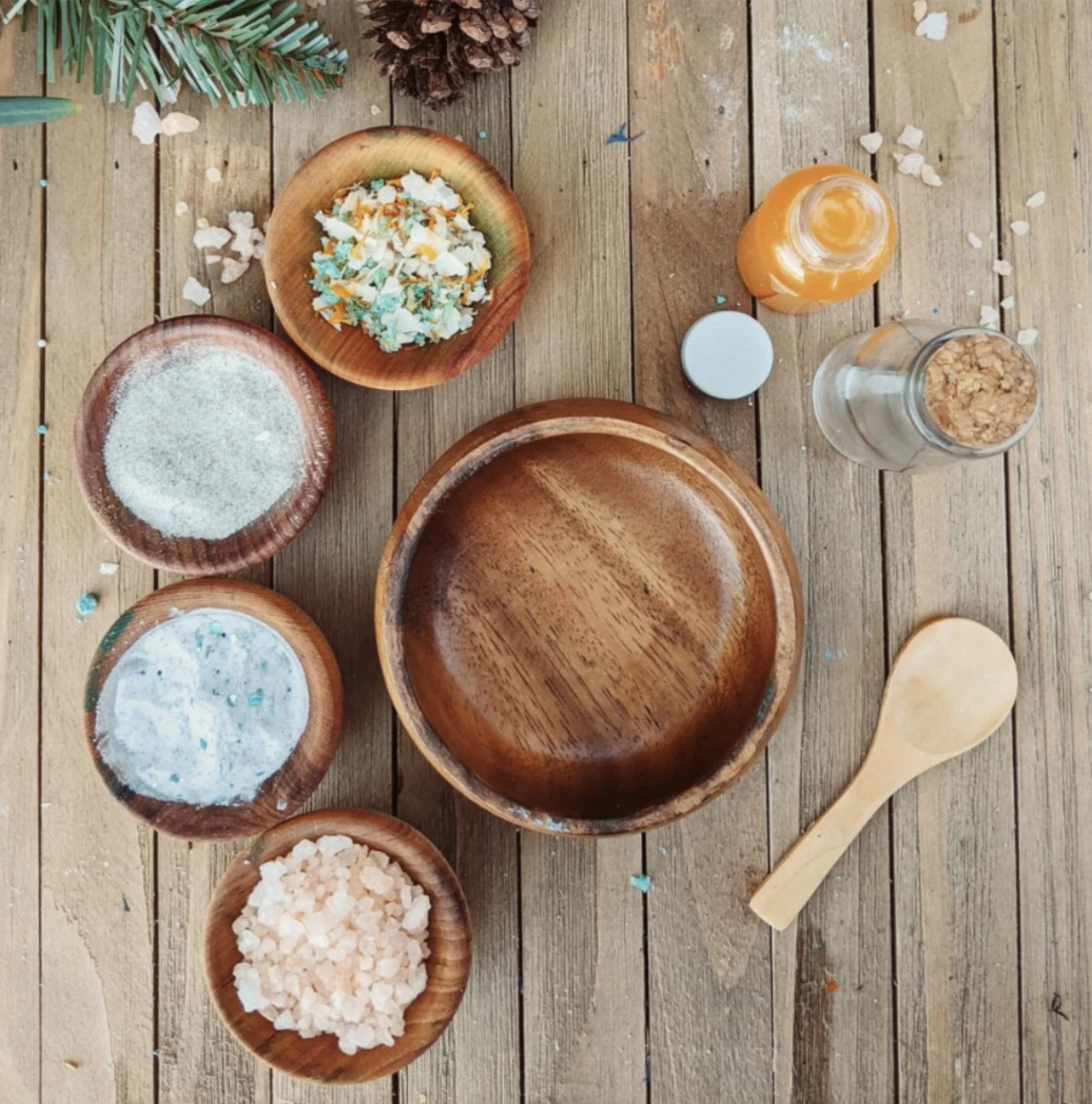Wooden Potion Play Set - wooden bowls and spoons - all natural toys - gift for kids