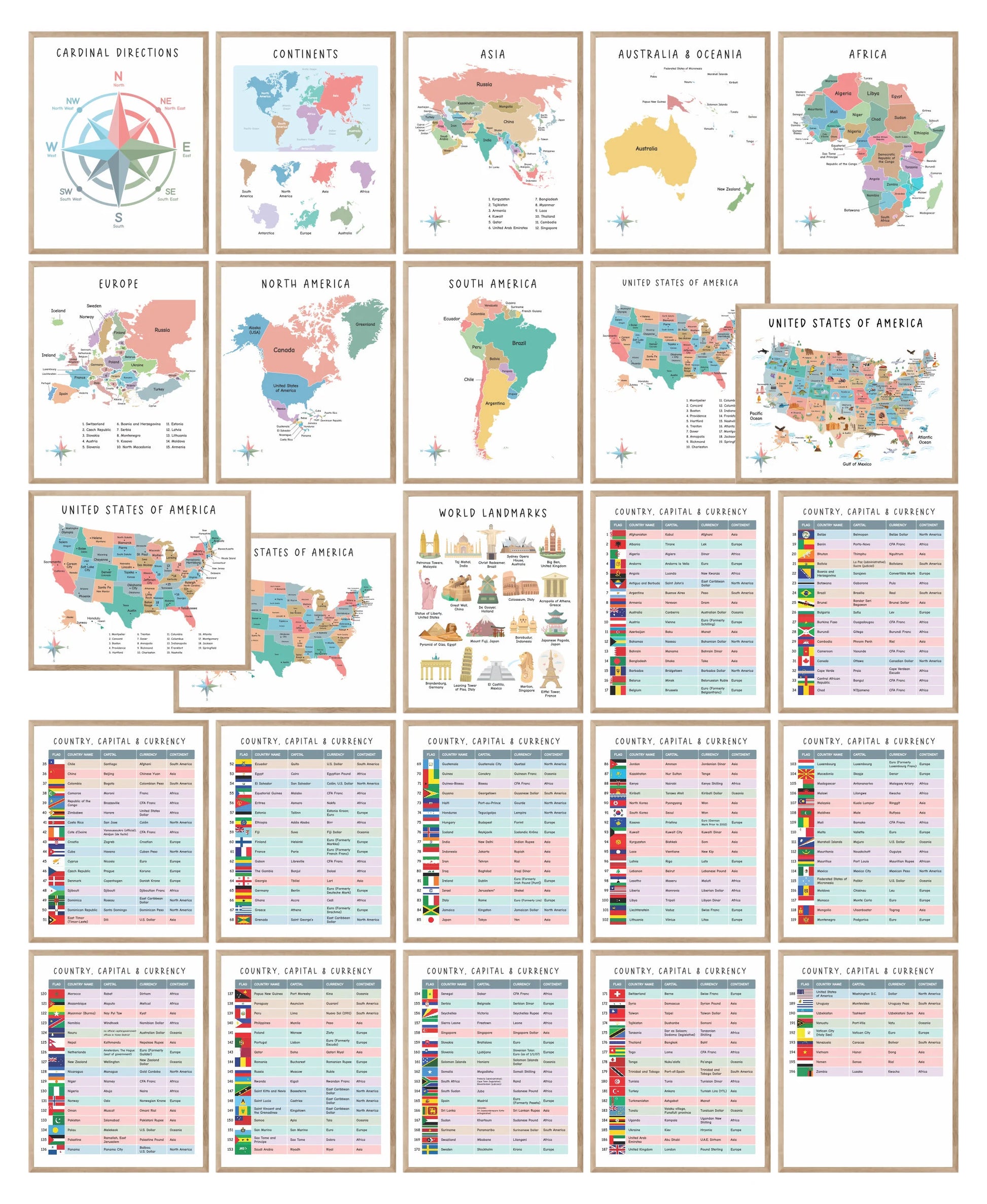 Set of 225 Educational Posters, Neutral Montessori Classroom Decor, Playroom, Homeschool Learning Prints, Homeschool Printable Toddler