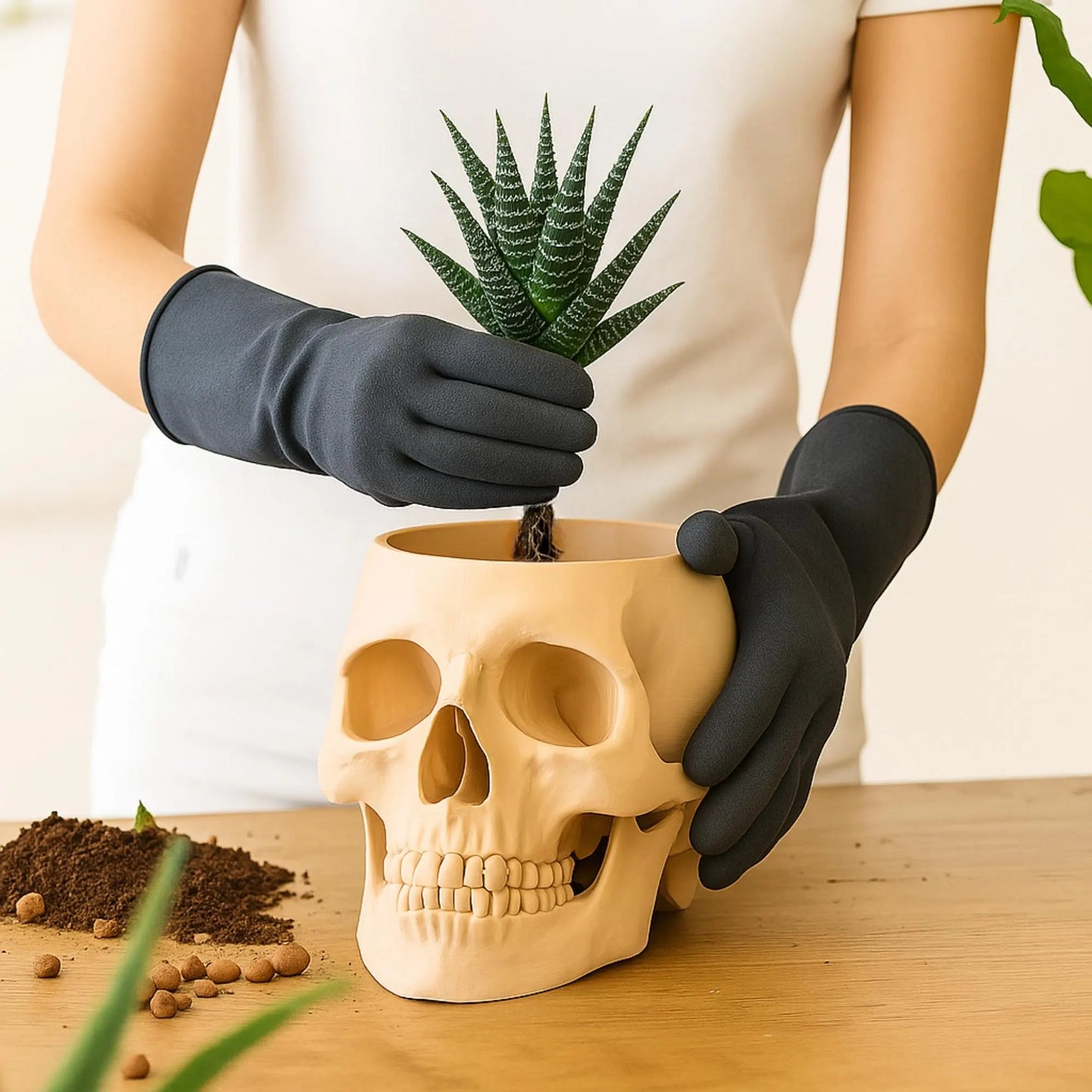 Skull Planter Pot - Plant pot 3D Printed - Human Skull Replica - Halloween decor - Plant Horror Gothic - Succulent Planter - Memento mori
