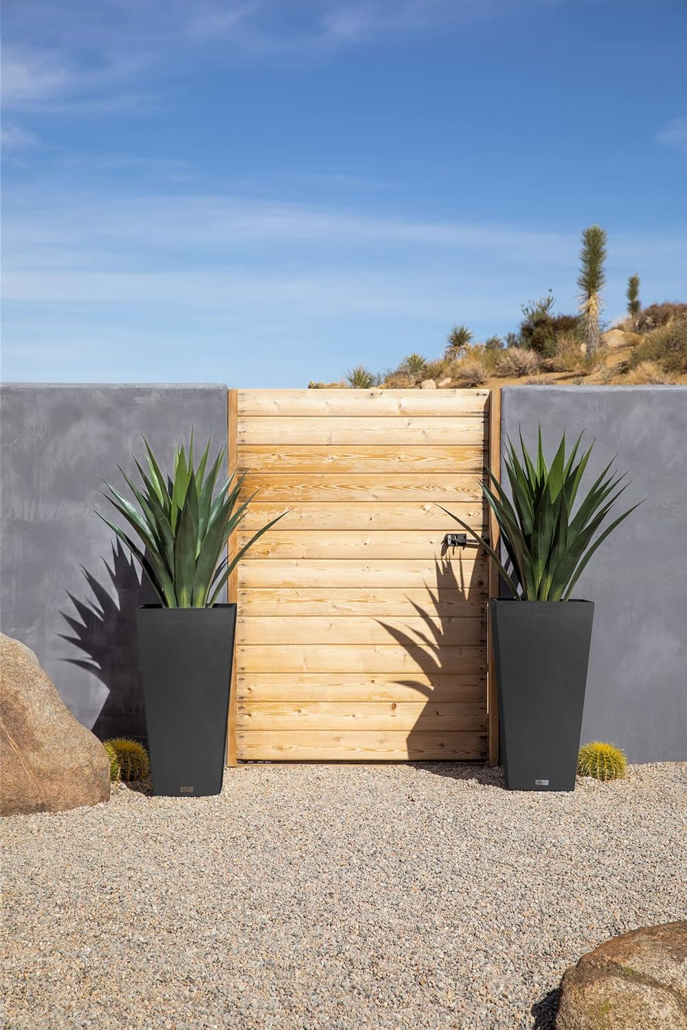 V-Resin Indoor/Outdoor Taper Planter, Set of 2 (30 Inch, Black)