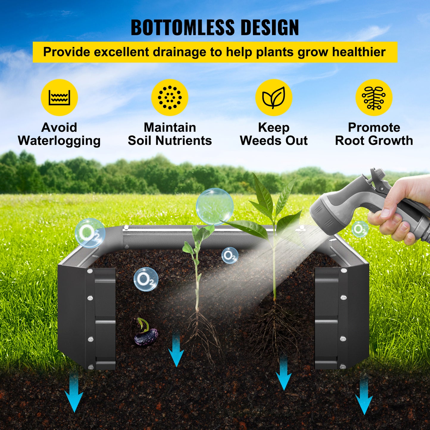 VEVOR Galvanized Raised Garden Bed Planter Box for Plant Flower Vegetable