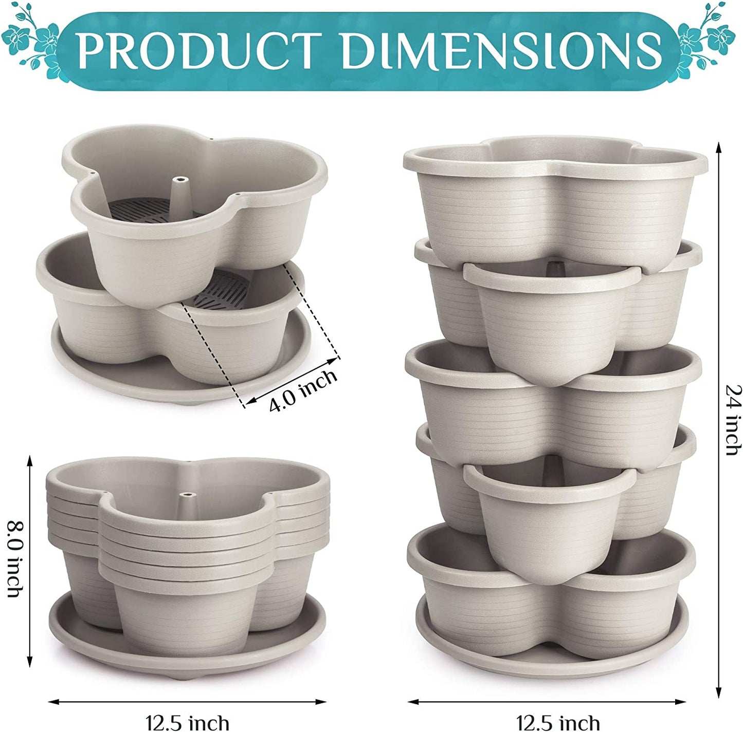Stackable Planter, Vertical Oasis Tiered Garden Planter, Grow Vegetables, Herbs, and Succulents with Ease