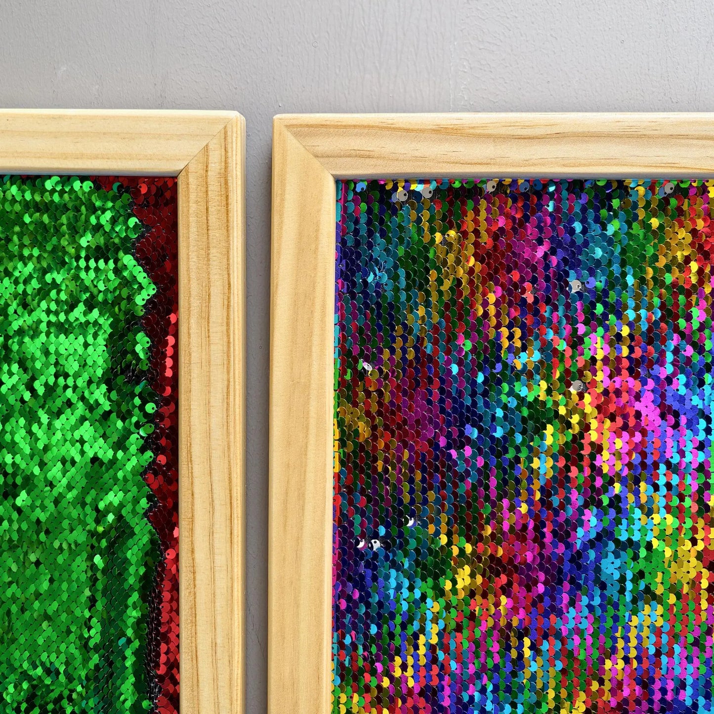Giant 23.2×43.3 in Reversible Sequin Sensory Panels (3 Set) – Wooden Frame Autism Therapy Boards & Calming Room Décor”