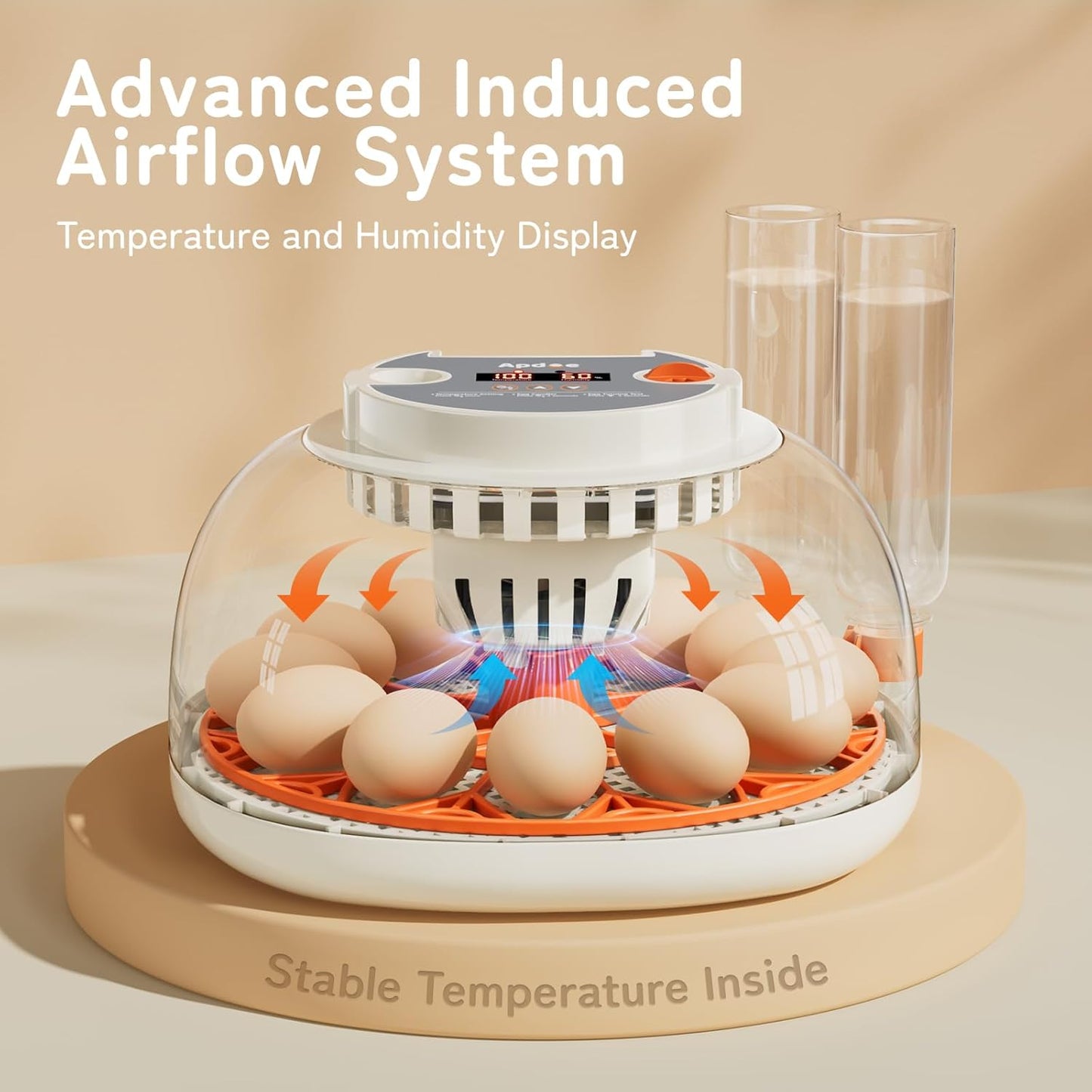 Egg Incubator with Temperature and Humidity Control, Automatic Egg Turner, Egg Candler, External Water Bottle Refill, Air Vent, 360° Clear View, Hatching Chicken Duck Quail Bird, HatchPro 12