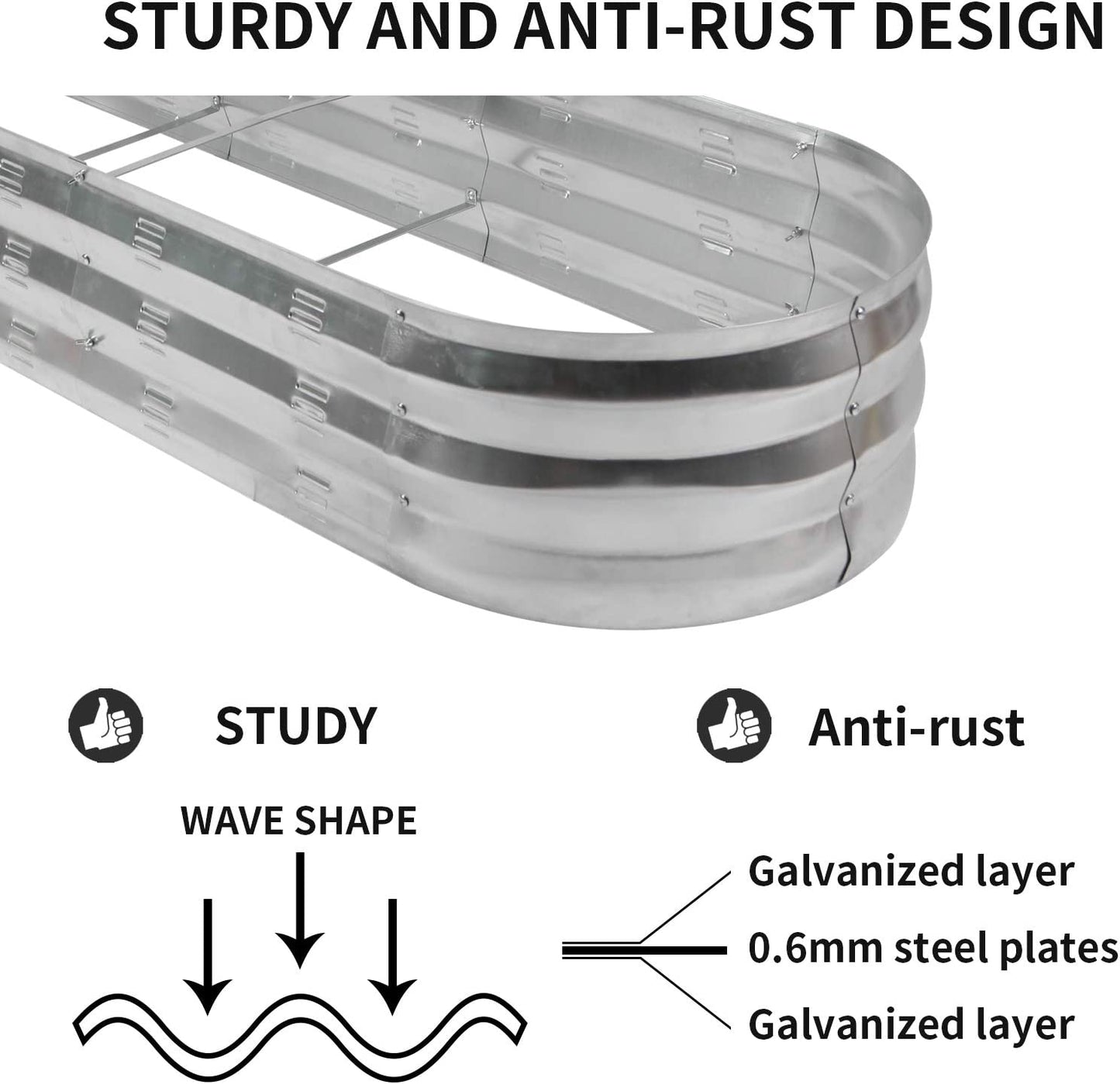 Raised Garden Bed Kit for Vegetables Flower Galvanized Metal Planter Boxs Designed for Easy DIY and Cleaning Not Twist Or Rot (Silver)