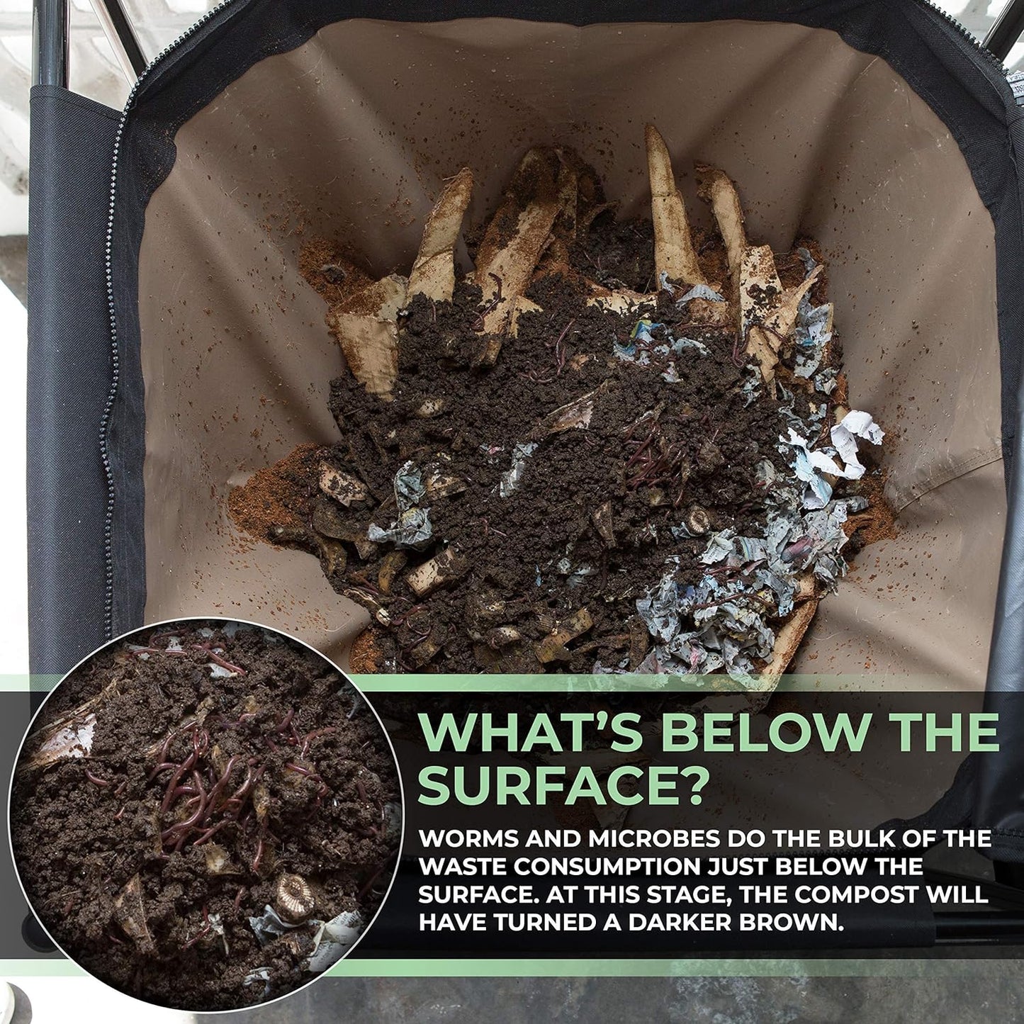 Bag Worm Composting Bin Version 2 - Easy Harvest with Fully Removable Zipper-Free Bottom