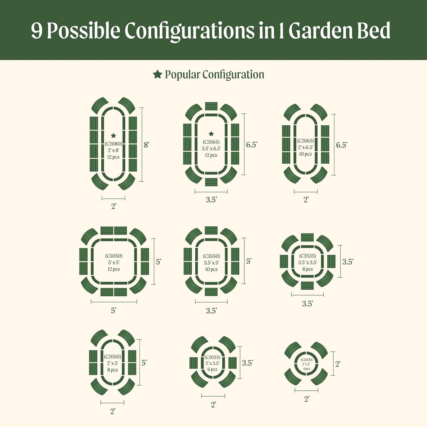 Raised Garden Bed Kits, 17" Tall 9 in 1 8ft X 2ft Metal Raised Planter Bed for Vegetables Flowers Ground Planter Box-British Green