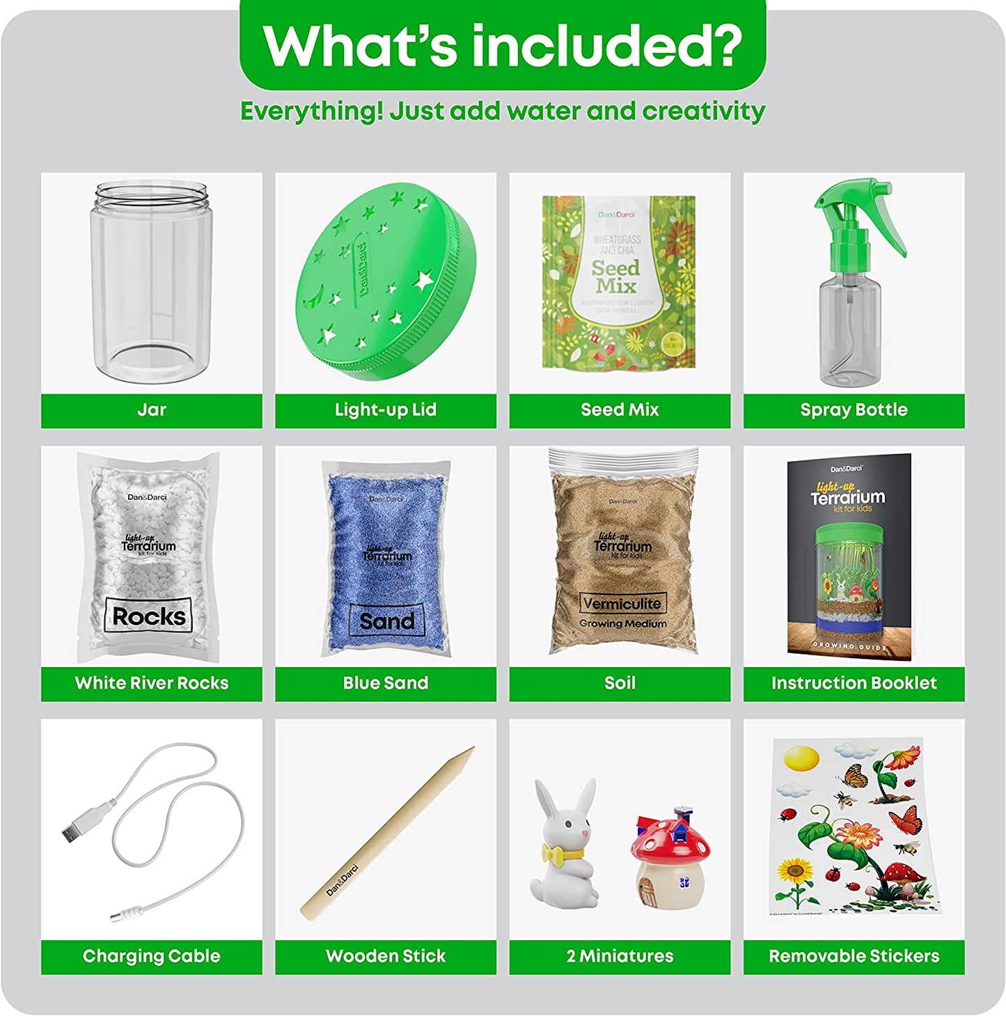 Light-Up Terrarium Kit for Kids - STEM Science Kits - Gifts for Kids - Educational DIY Kids Toys for Boys & Girls - Crafts Projects Ideas for Ages 6 7 8-12 Year Old Age