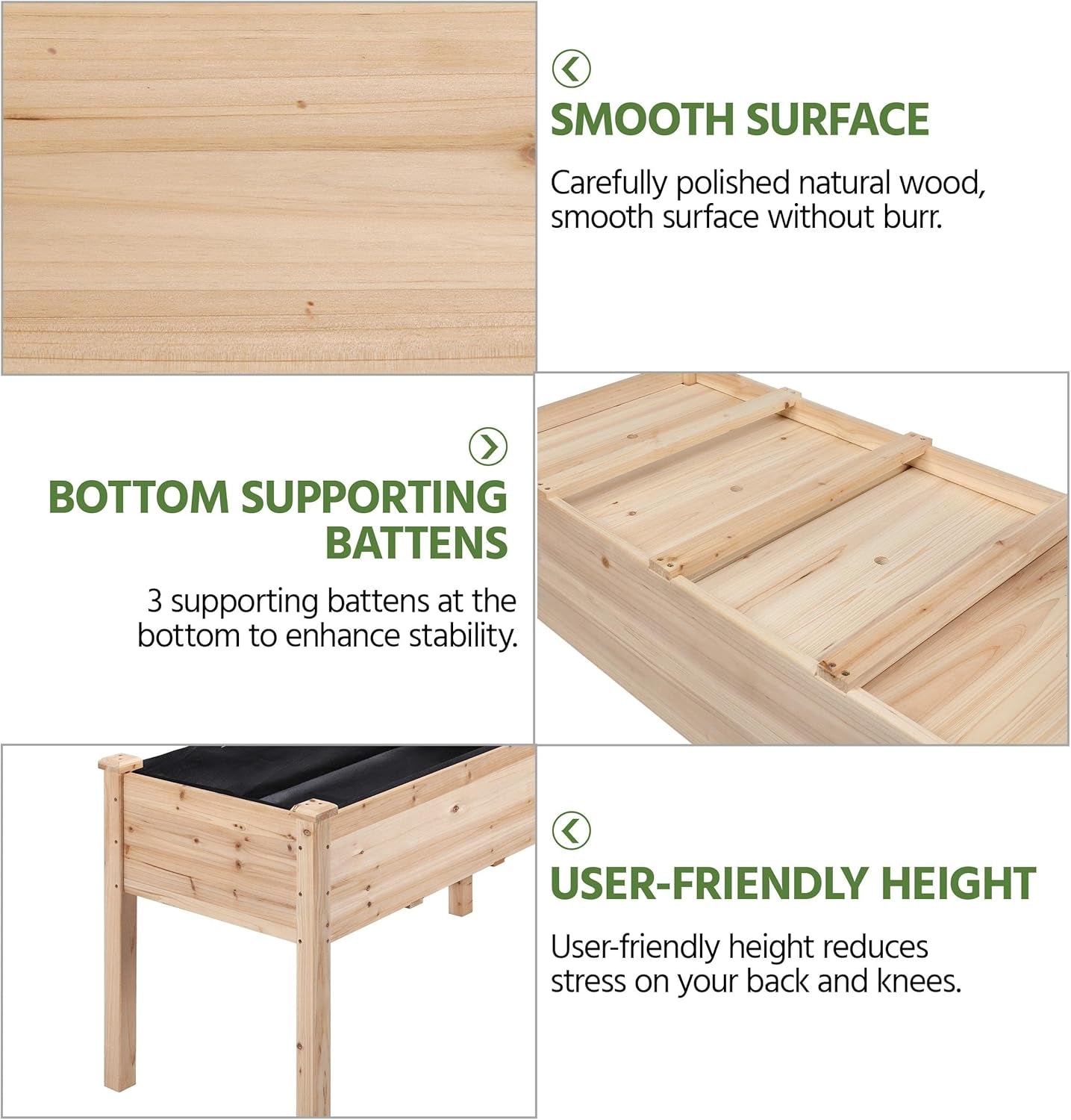 1pc Raised Garden Bed 48x24x30in Elevated Wooden Horticulture Planter Box with Legs Standing Growing Bed for Gardening/Backyard/Patio/Balcony