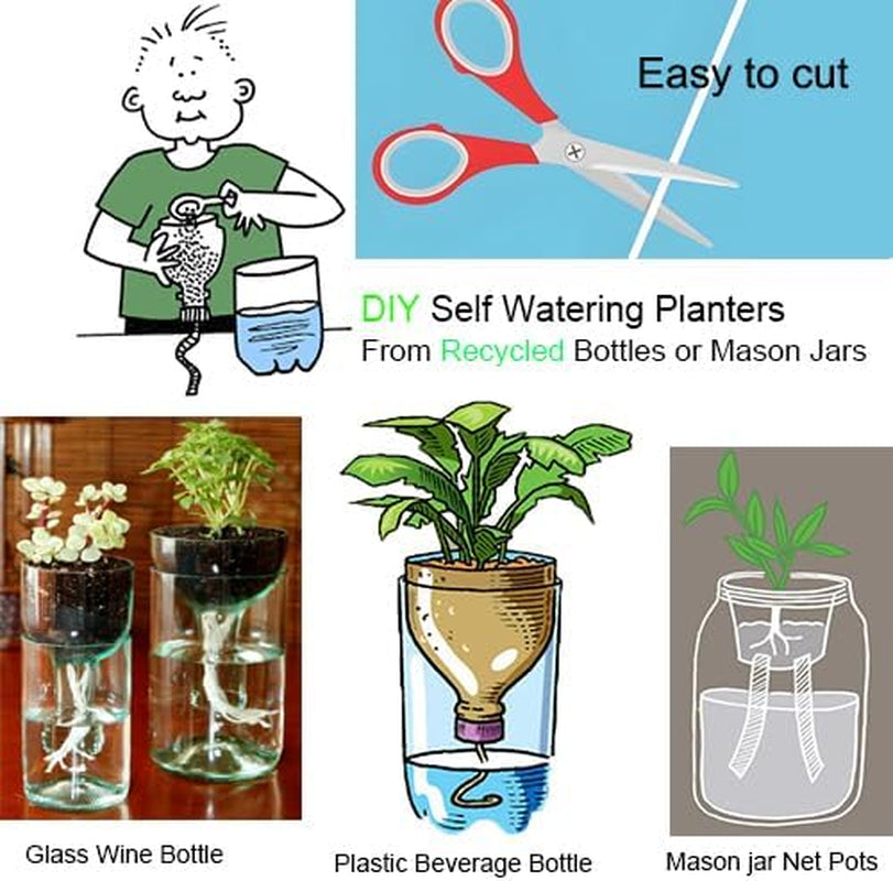 50ft 1/4 inch Plants Self Watering Capillary Wick Rope Cord DIY Vacation Potted Flower Sitter Hydroponic Wicking Planter Pot Garden Seeds Starting Seedling Automatic Waterer System Device Line