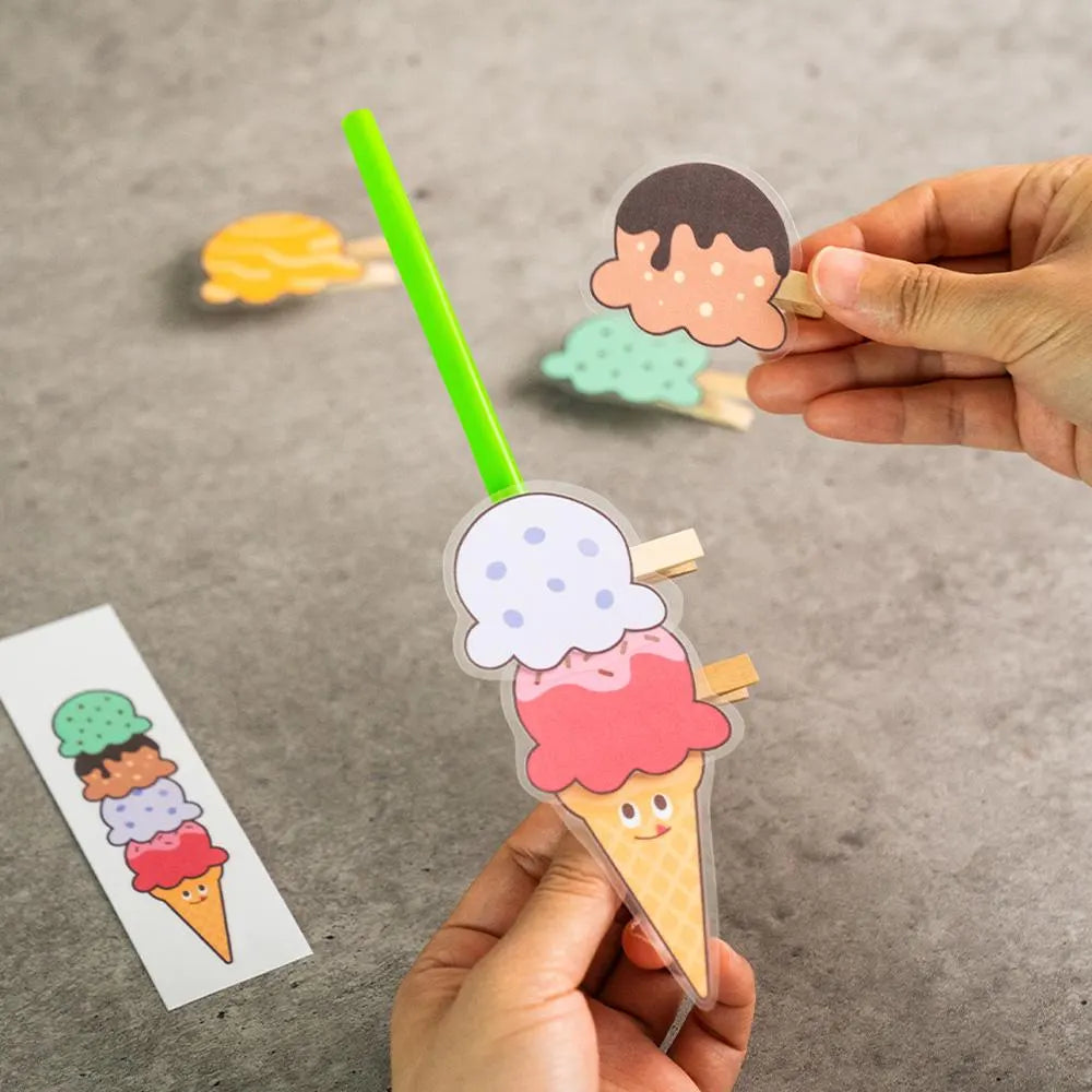 Ice Cream Builder Activity – Printable PDF | Preschool & Pre-K | Fine Motor Skills | Montessori | Matching Game