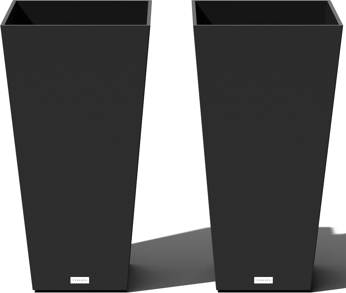 V-Resin Indoor/Outdoor Taper Planter, Set of 2 (30 Inch, Black)