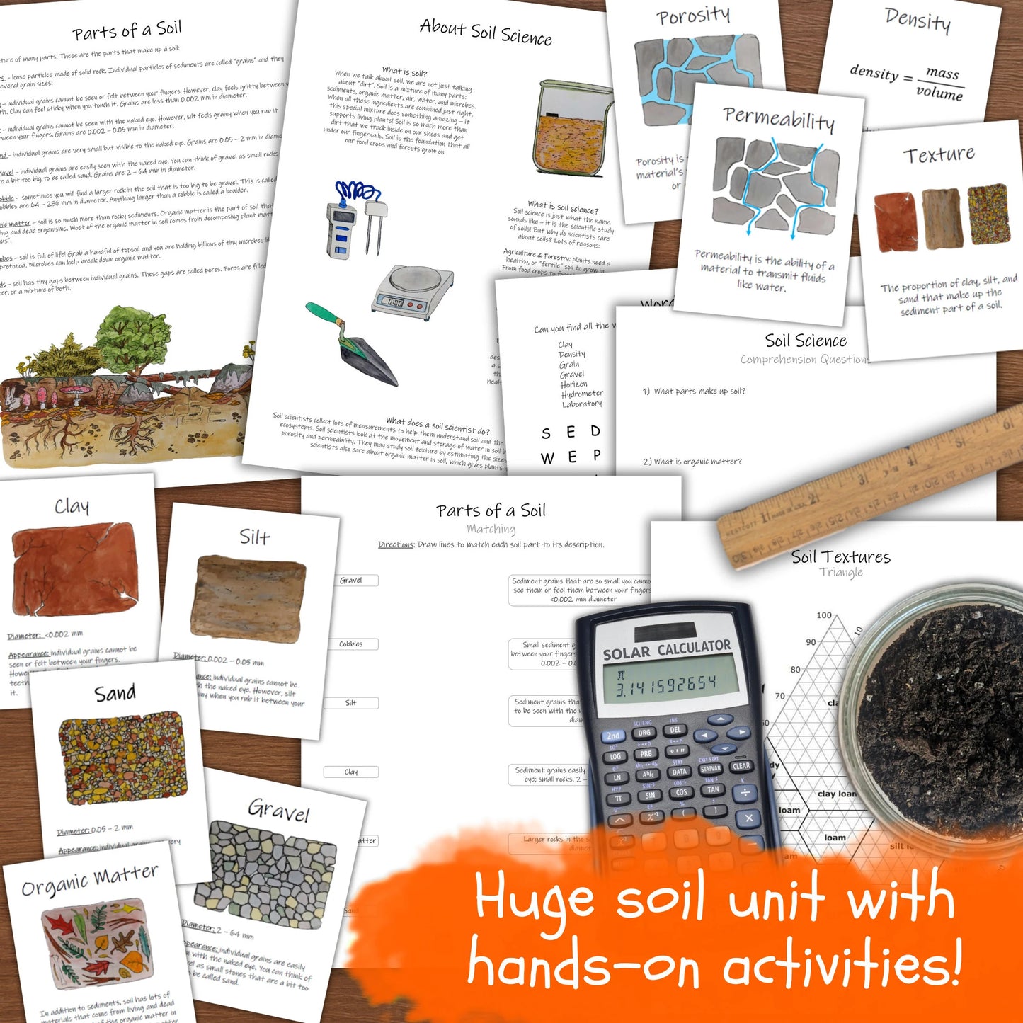 Soil Science Unit: with 5 science lab activities! Study porosity, permeability, soil textures, soil horizons, and more!