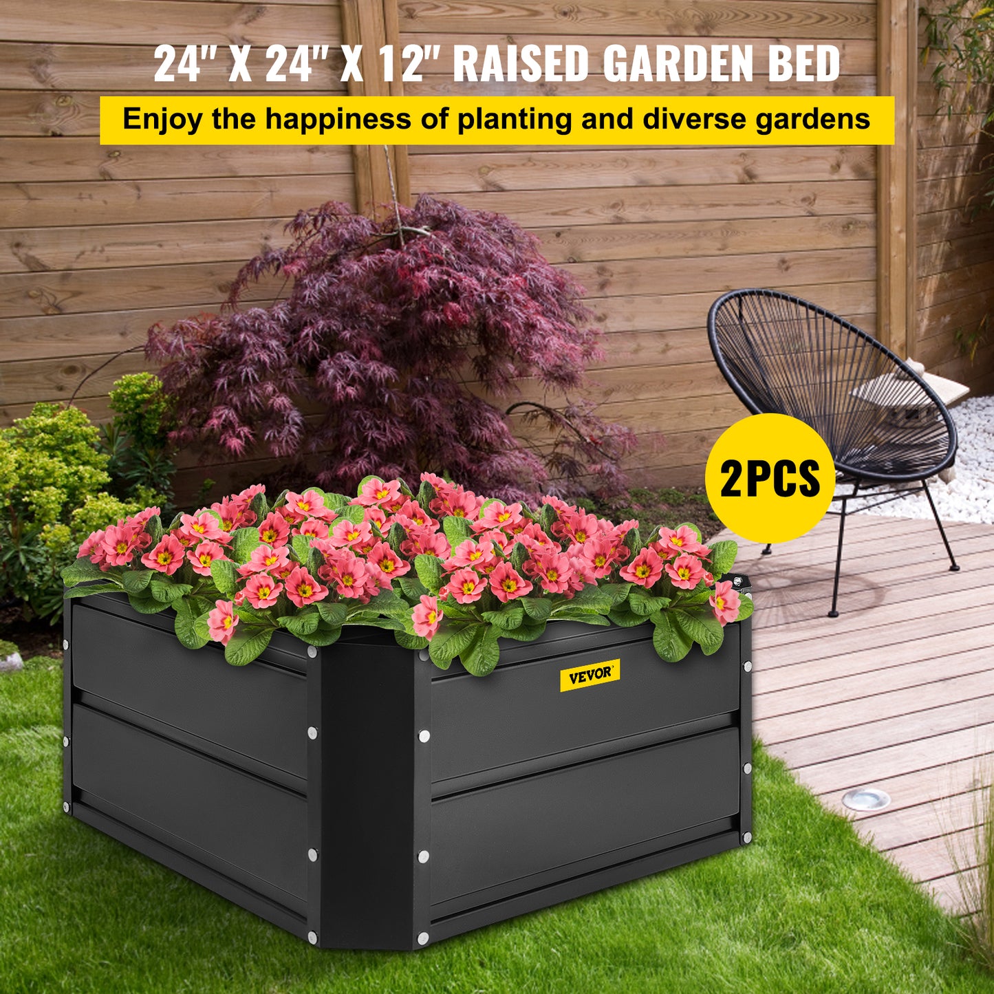 VEVOR Galvanized Raised Garden Bed Planter Box for Plant Flower Vegetable
