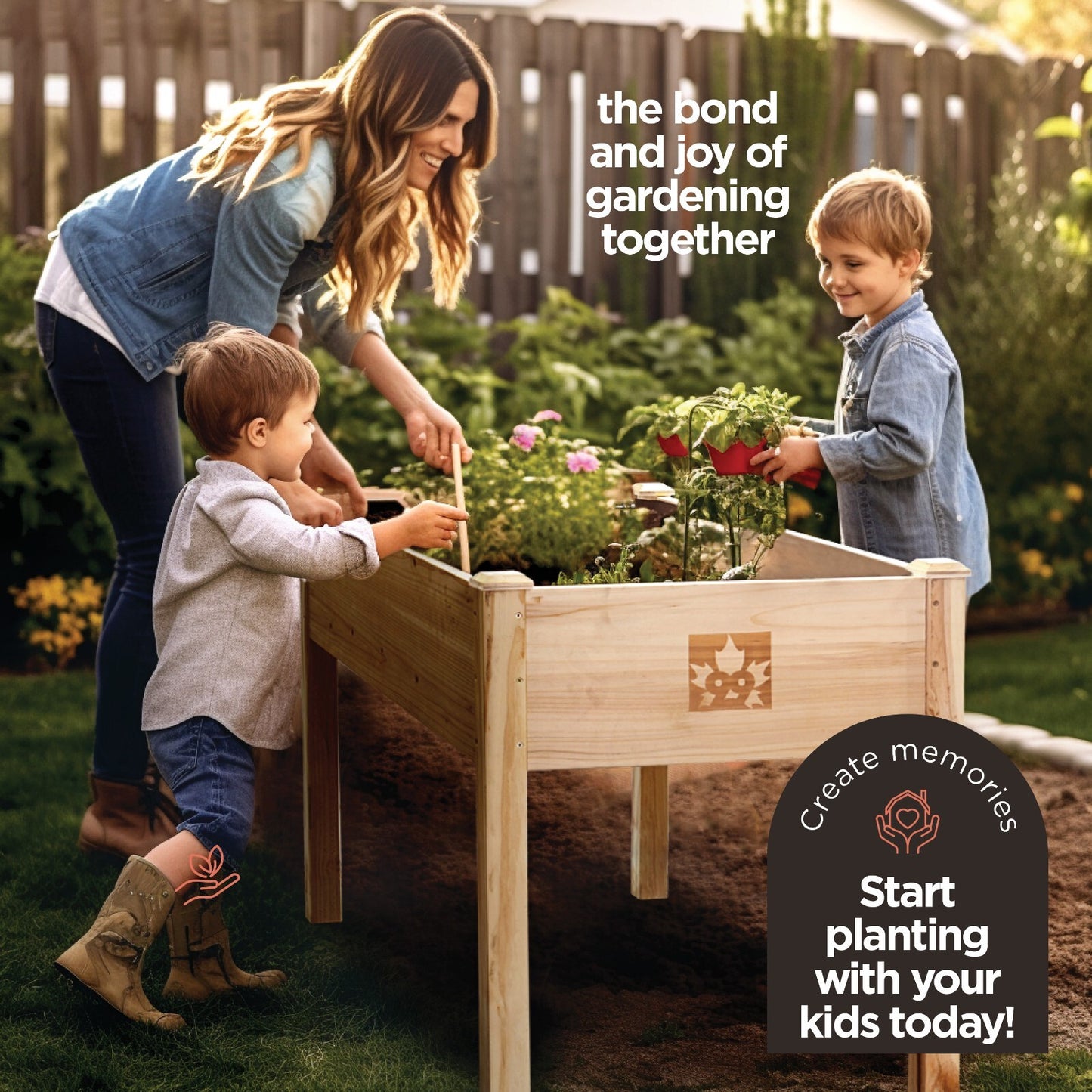 Raised Garden Bed - Elevated Wood Planter Box with Bed Liner