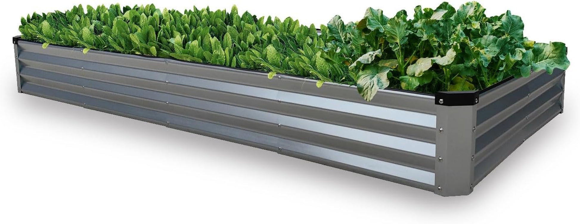 8x4x1FT Galvanized Raised Garden Bed Kit, Metal Planter Boxes Outdoor with Easy Assembly, Large Garden Bed for Vegetables, Fruits, Flower, Herbs Rectangle Silver