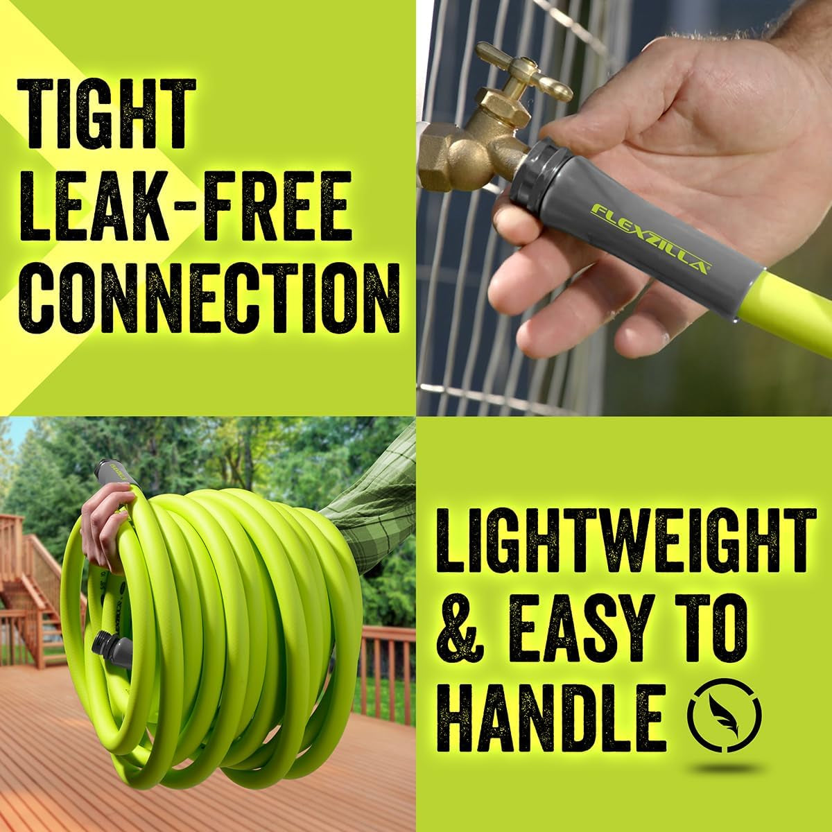 Garden Hose 5/8 in. x 50 ft., Lightweight All-Weather Water Hose, Durable and Flexible, Leak-Free Connections