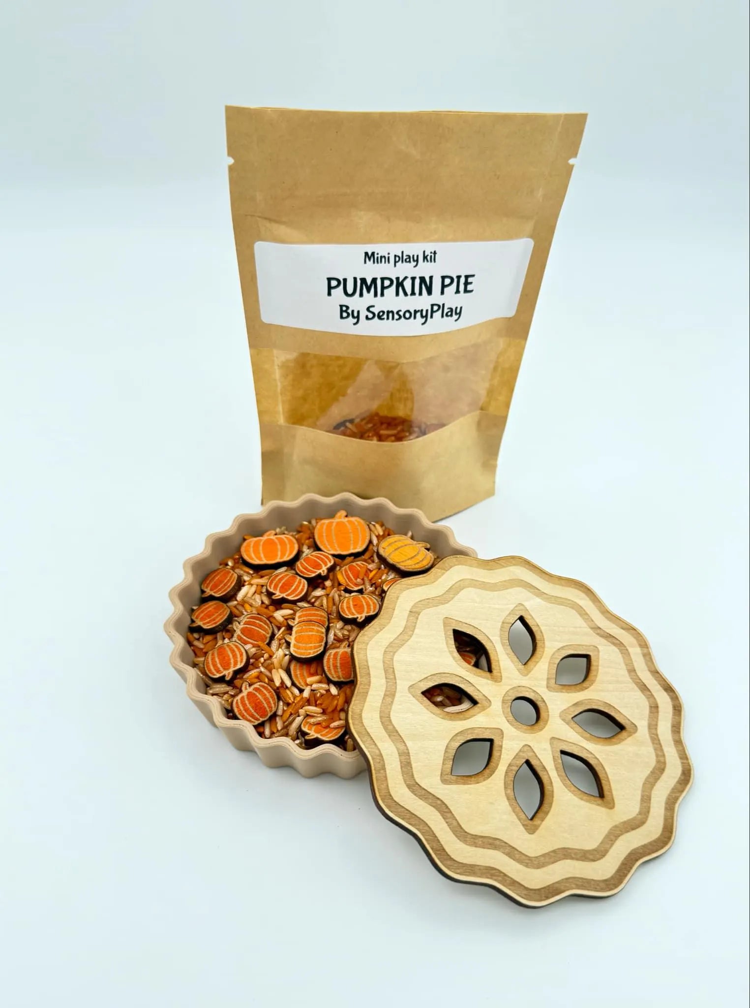 Pie sensory play set, pi day activity, pie crust sensory activity, apple pie sensory filler,  filler set with pies, fun sensory