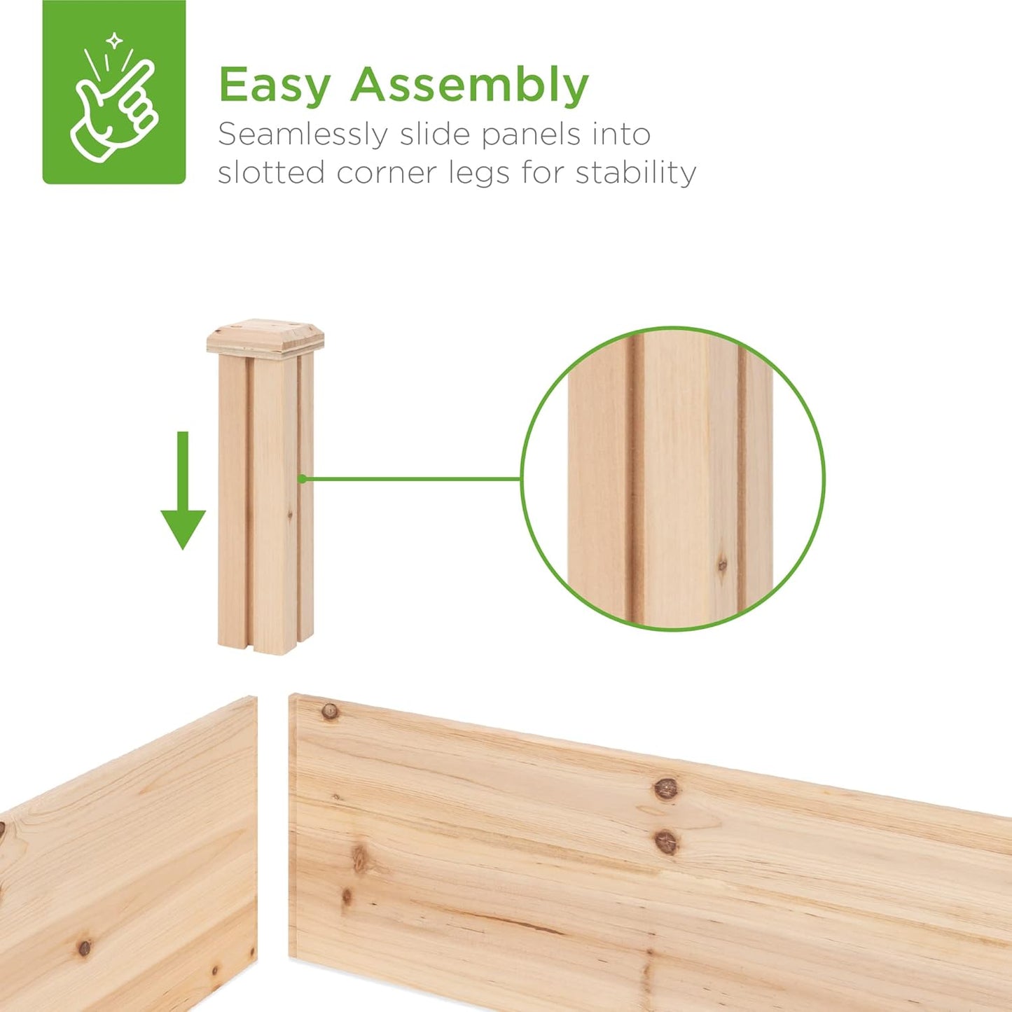 8x2ft Outdoor Wooden Raised Garden Bed Planter for Vegetables, Grass, Lawn, Yard - Natural