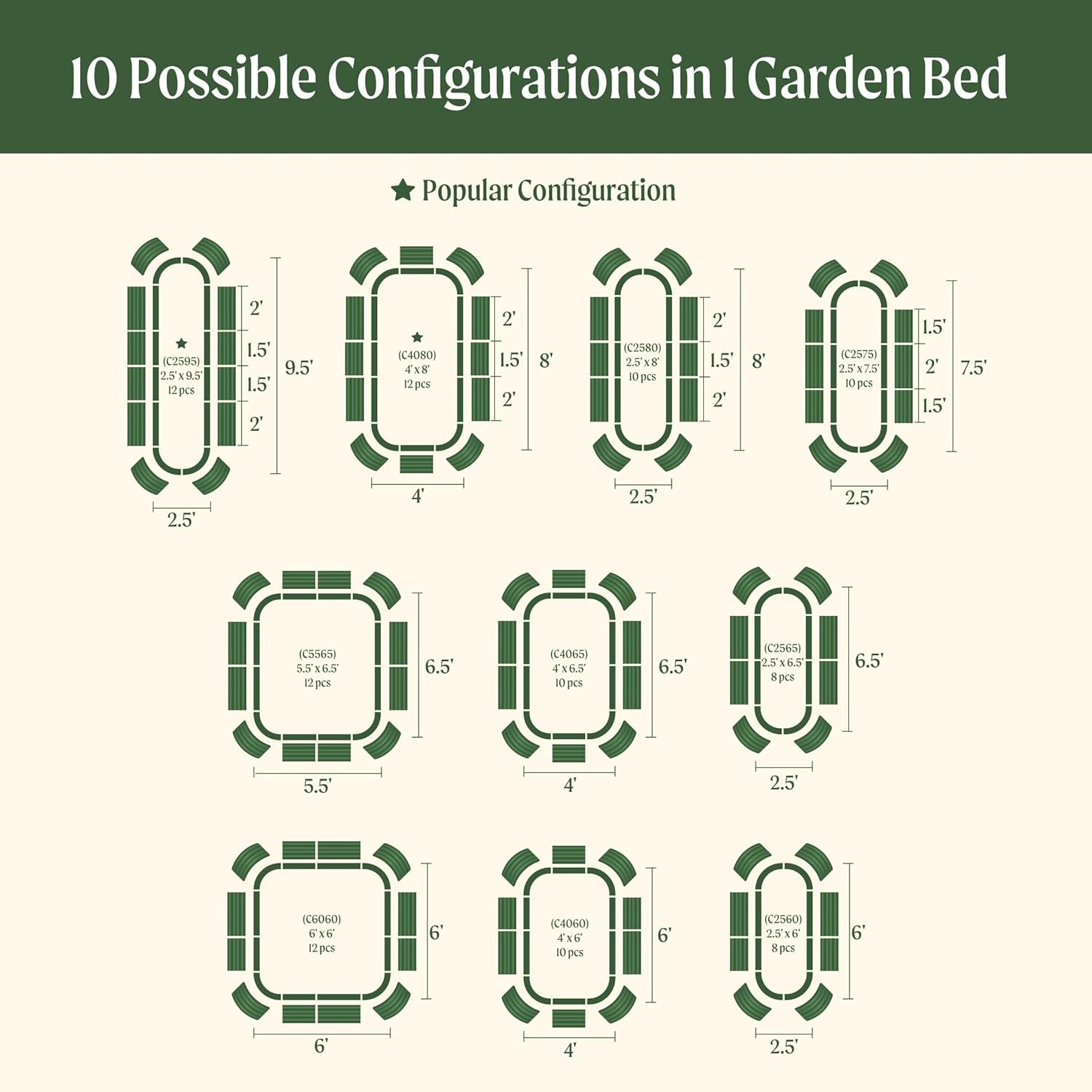 Raised Garden Bed Kit, 17" Tall 10 in 1 Modular Metal Raised Garden Beds Kit, Metal Planter Box for Vegetables, Flowers, Herbs, Olive Green