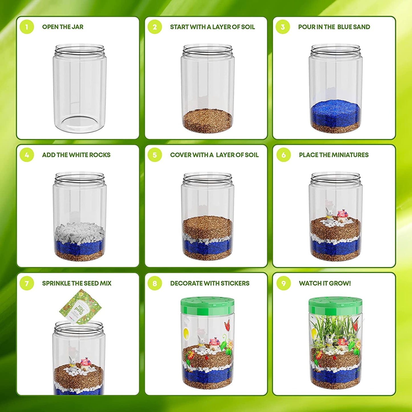 Light-Up Terrarium Kit for Kids - STEM Science Kits - Gifts for Kids - Educational DIY Kids Toys for Boys & Girls - Crafts Projects Ideas for Ages 6 7 8-12 Year Old Age
