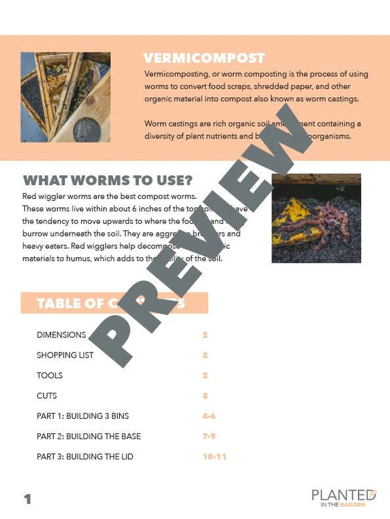 Digital Plan for a DIY 3 Tier Worm Composting Bin