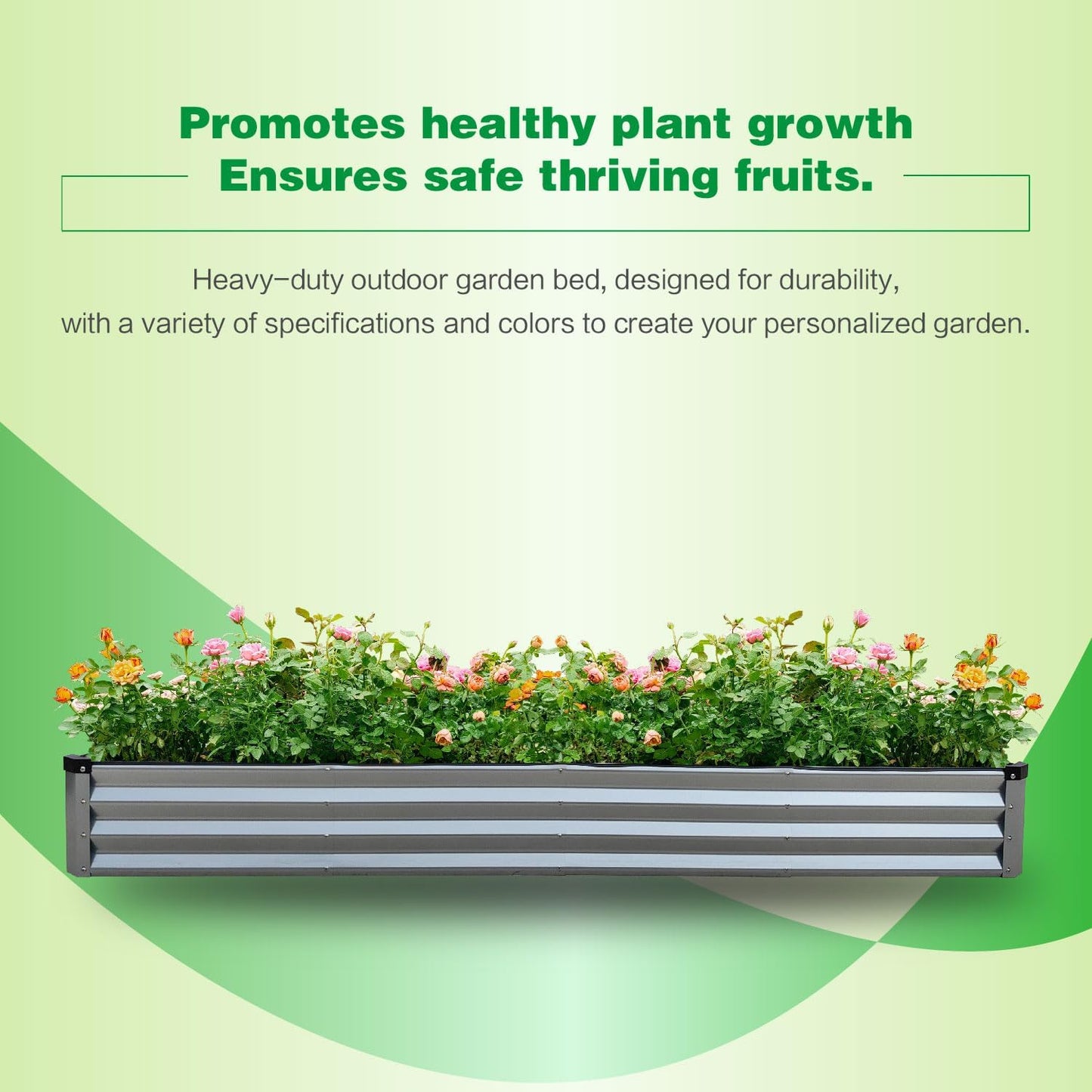 8x4x1FT Galvanized Raised Garden Bed Kit, Metal Planter Boxes Outdoor with Easy Assembly, Large Garden Bed for Vegetables, Fruits, Flower, Herbs Rectangle Silver