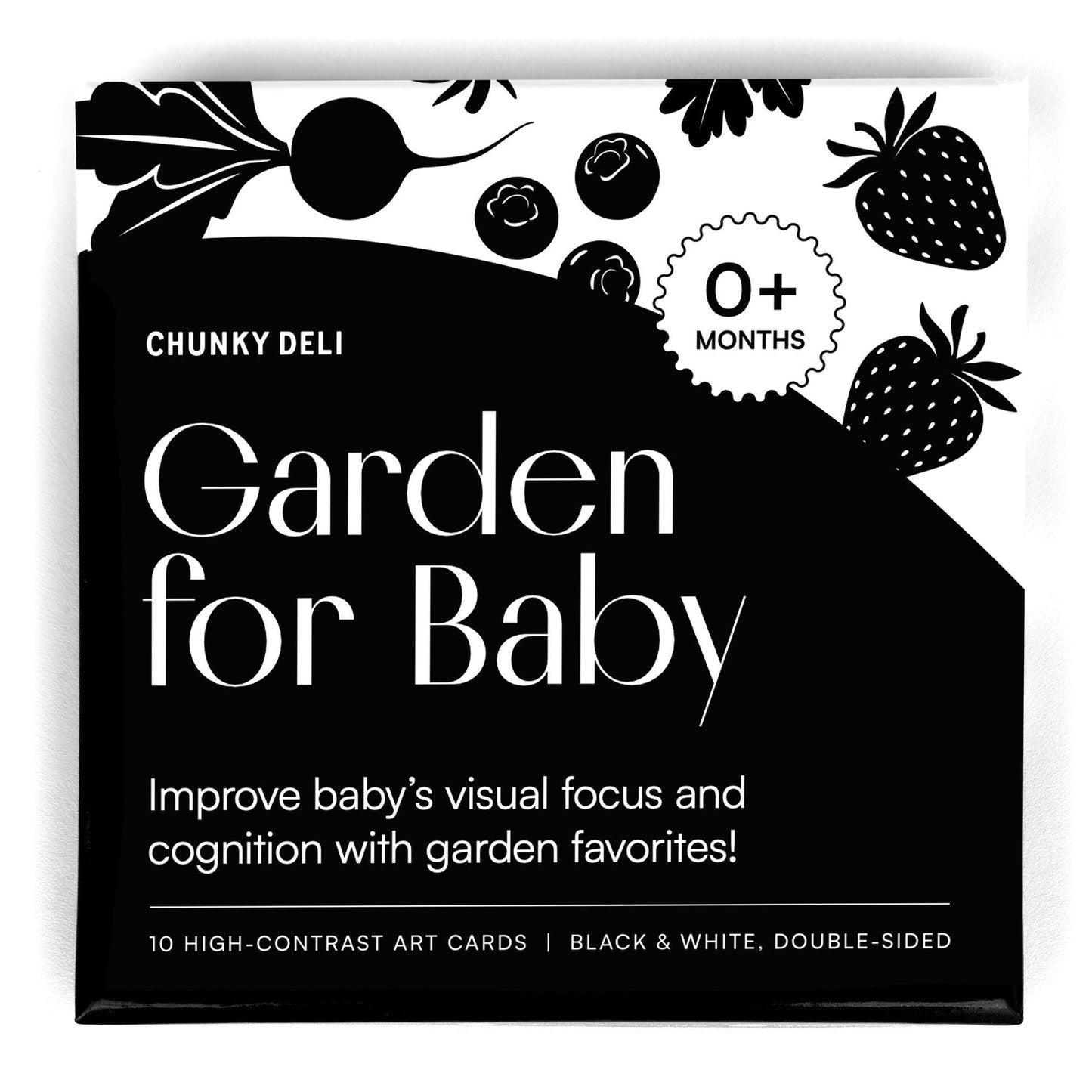 Garden for Baby Art Cards High Contrast Baby Flash Cards, Black and White Newborn Toy, Montessori Tummy Time, Foodie Baby Shower Gift