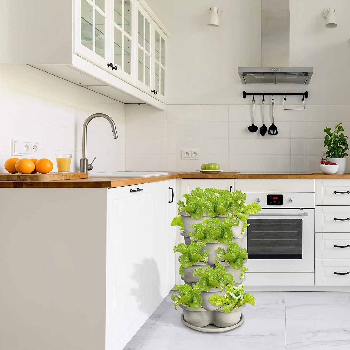 Stackable Planter, Vertical Oasis Tiered Garden Planter, Grow Vegetables, Herbs, and Succulents with Ease