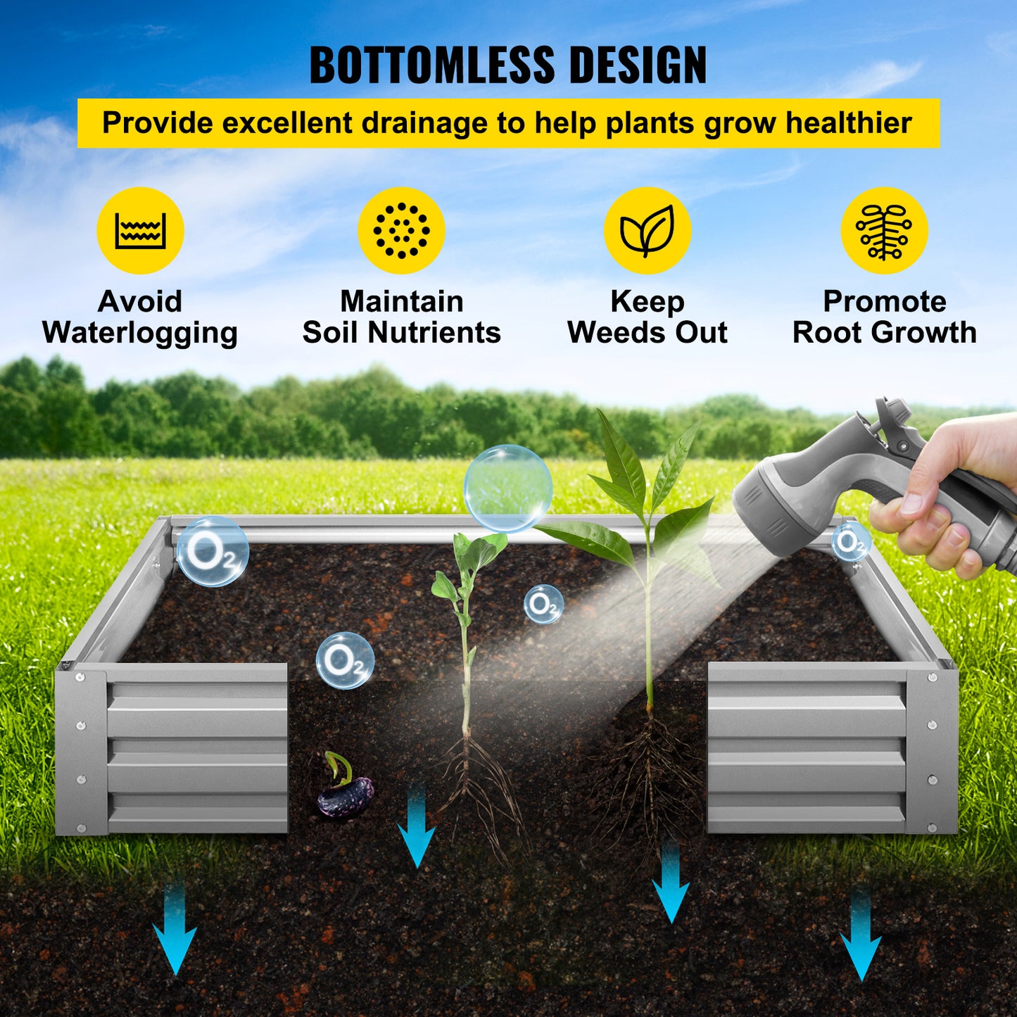 VEVOR Galvanized Raised Garden Bed Planter Box for Plant Flower Vegetable