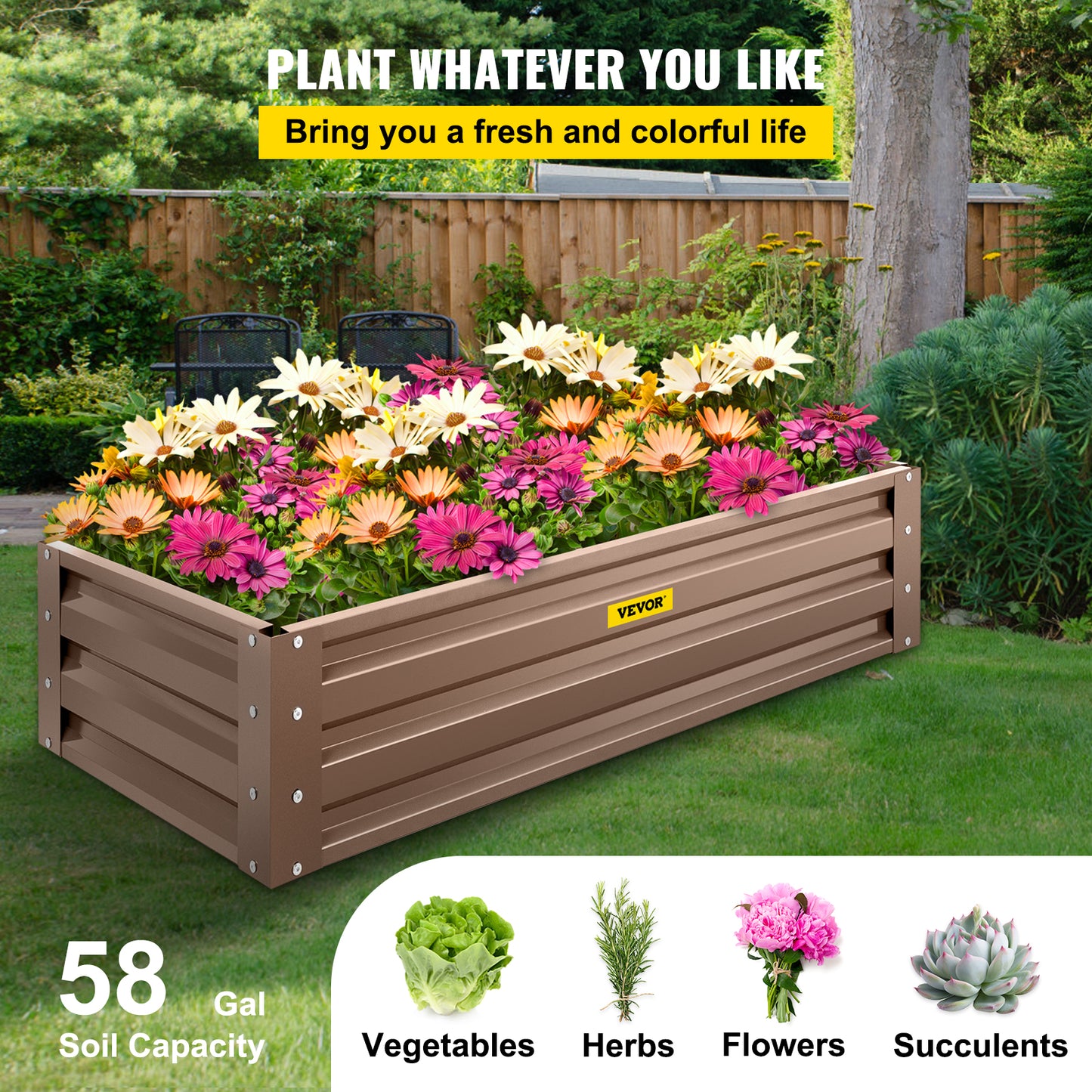 VEVOR Galvanized Raised Garden Bed Planter Box for Plant Flower Vegetable