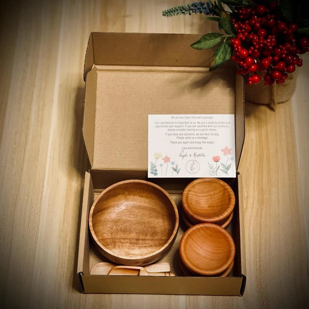 Wooden Potion Play Set - wooden bowls and spoons - all natural toys - gift for kids