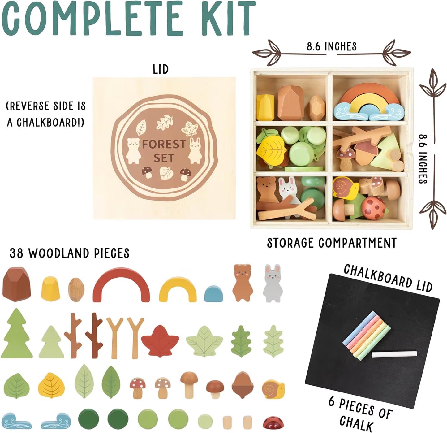 Wooden Forest Sensory Bin: Montessori Toys for Preschool Learning, Open-Ended Play Set
