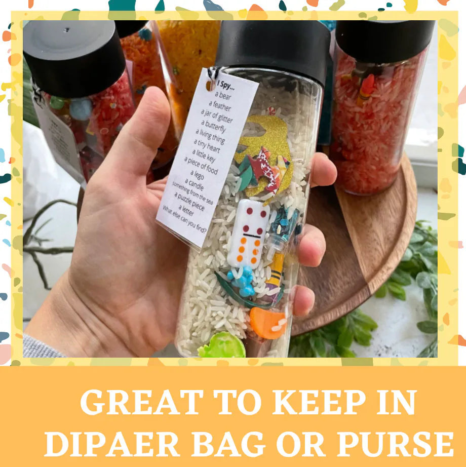 I Spy Jars 10 oz | Seek n Find Jar | Sensory Tube | Calm Down Jar | Car Ride Game | Family Night | Memory Care | Easter Basket Filler