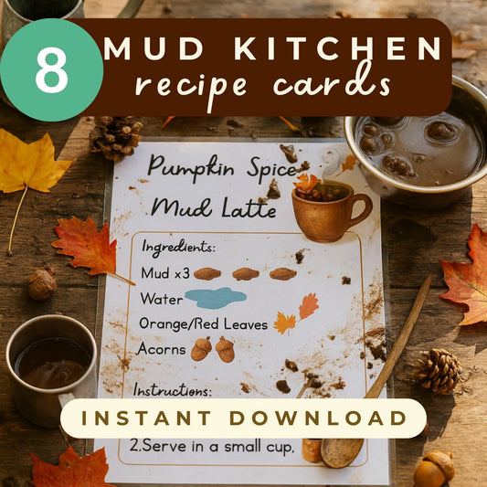Mud Kitchen Recipe Cards | Loose Parts Play | 5 Montessori Printable Recipes
