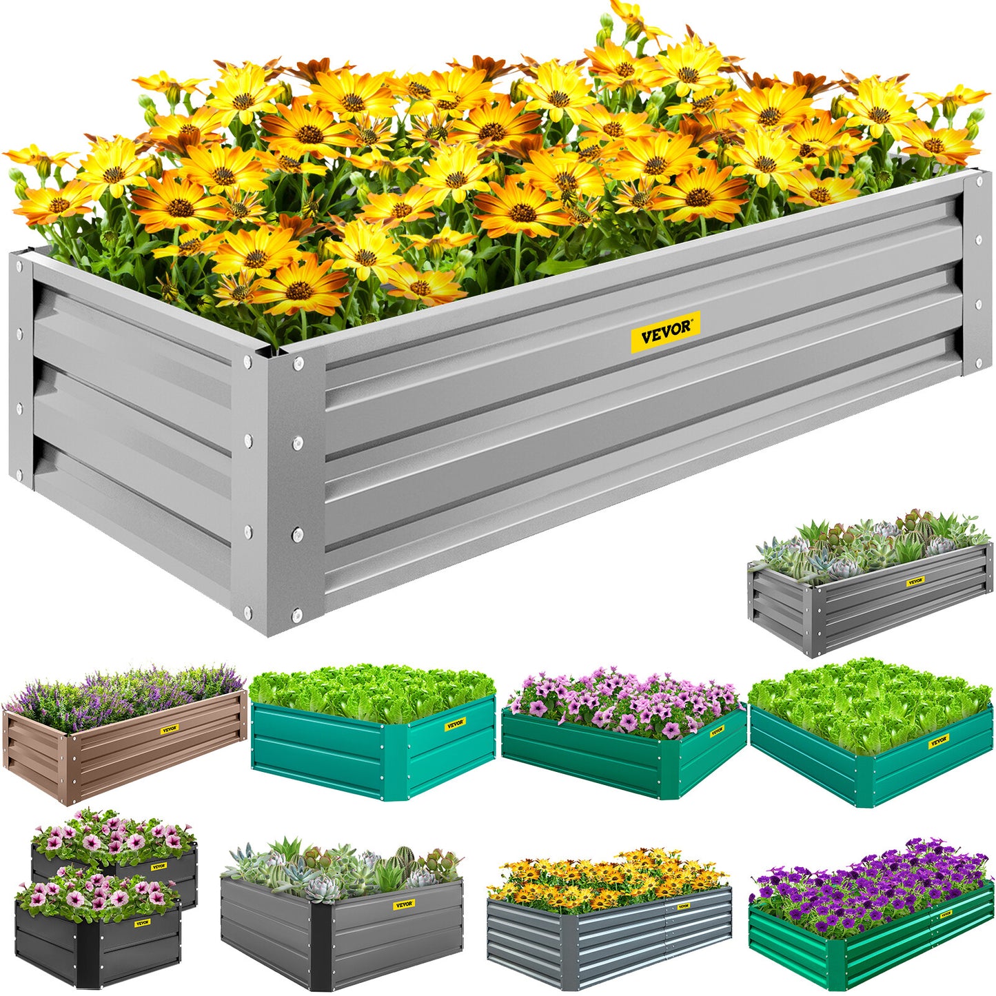 VEVOR Galvanized Raised Garden Bed Planter Box for Plant Flower Vegetable
