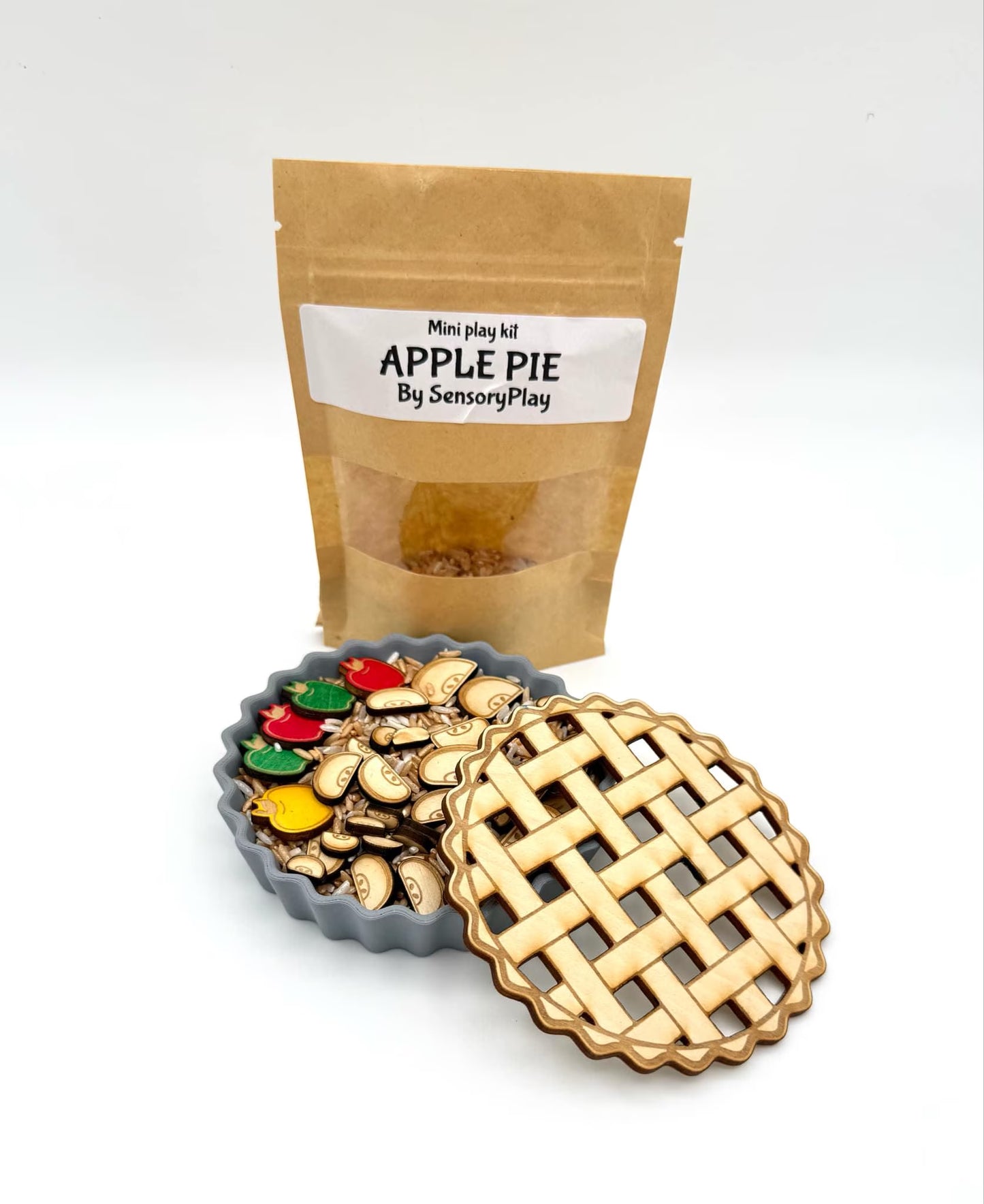 Pie sensory play set, pi day activity, pie crust sensory activity, apple pie sensory filler,  filler set with pies, fun sensory