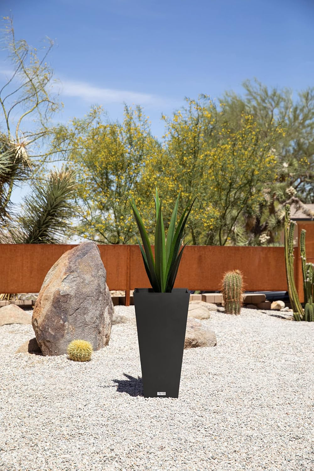 V-Resin Indoor/Outdoor Taper Planter, Set of 2 (30 Inch, Black)